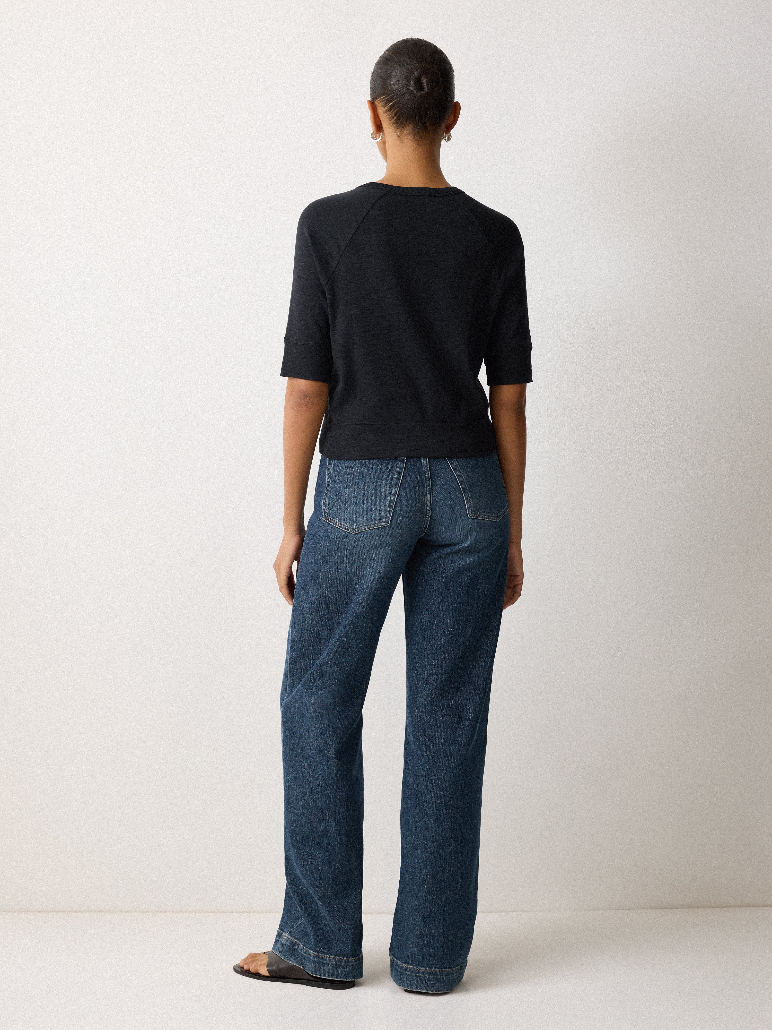 Cotton Luxe Half Sleeve Cardigan | Navy - Image 3
