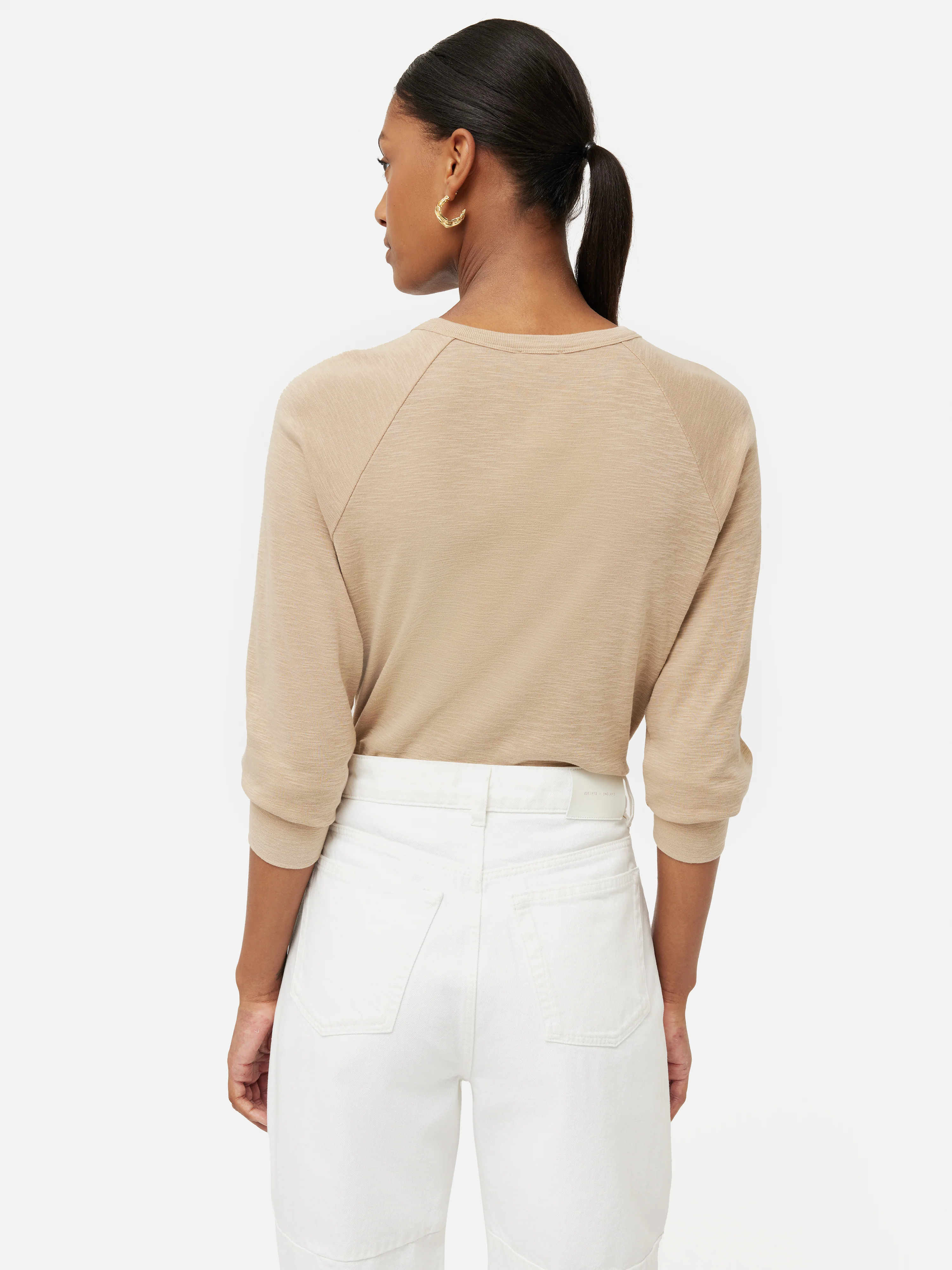 Cotton Luxe Raglan Tee | Beige - Image 5