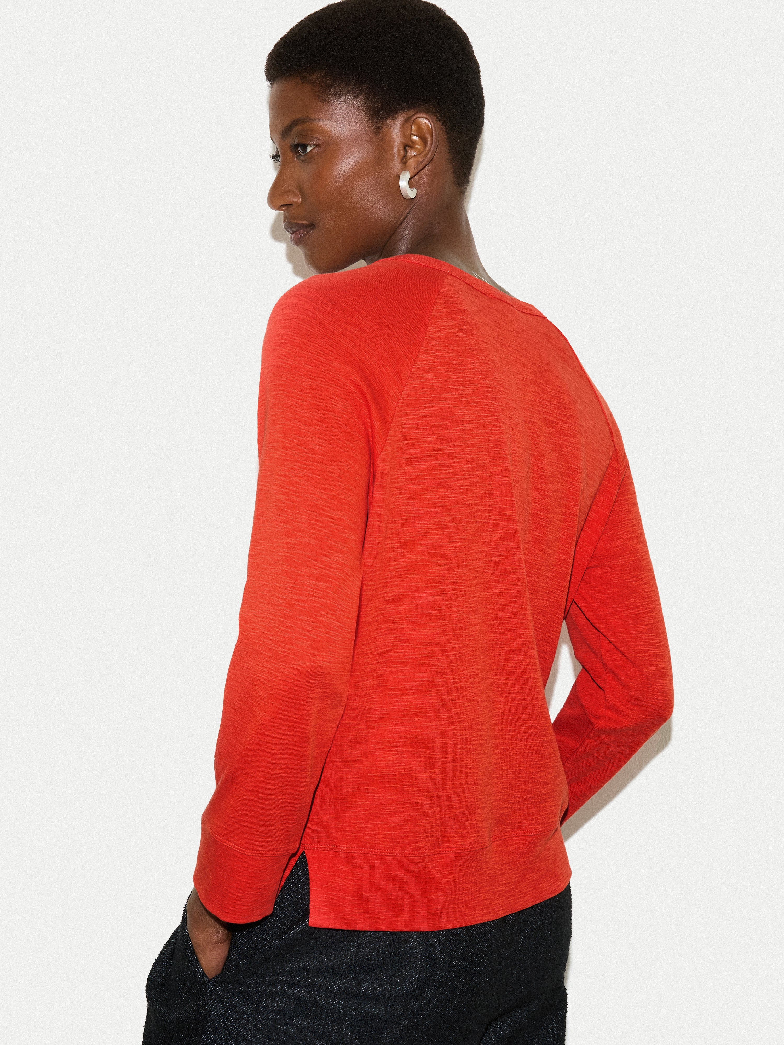 Cotton Luxe Raglan T-shirt | Red - Image 3