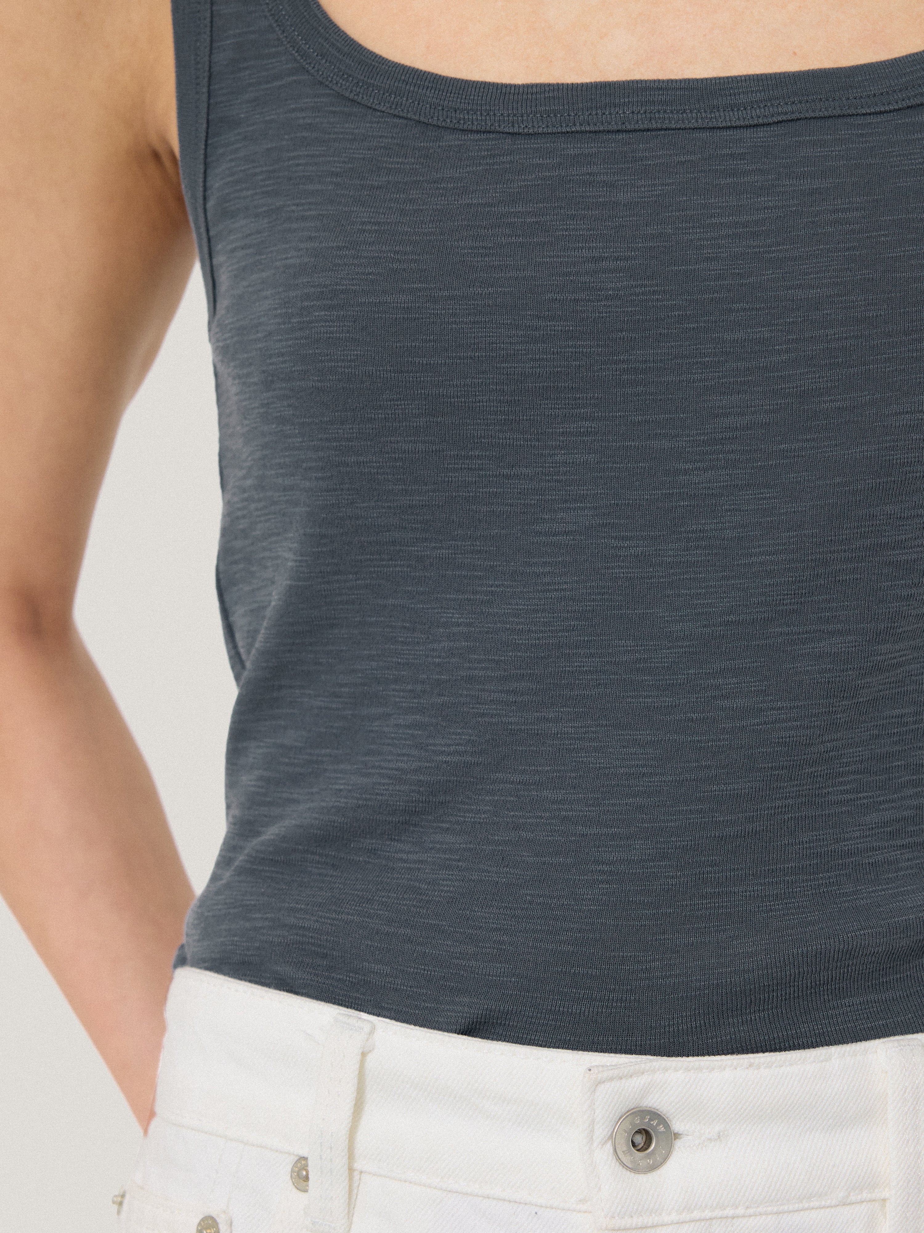 Cotton Luxe Square Neck Tank | Steel Grey - Image 4