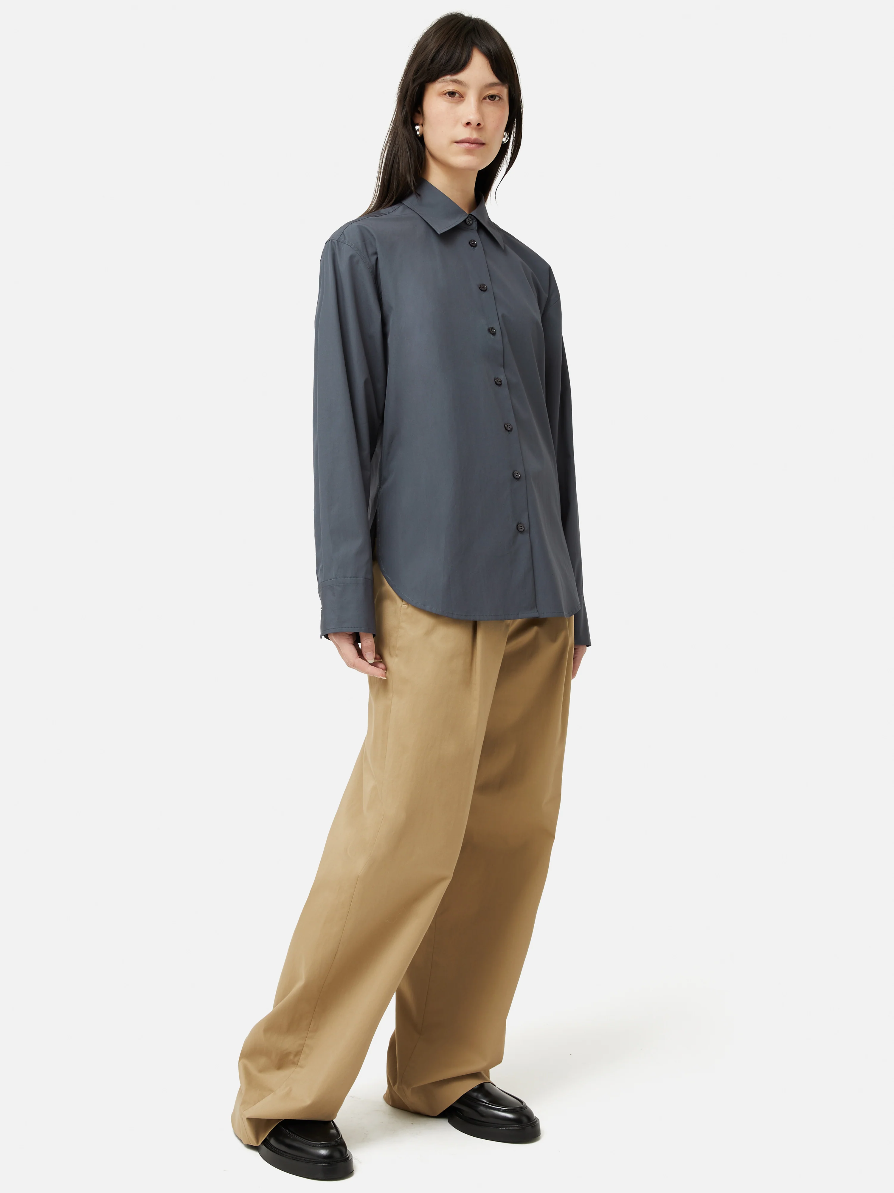 Cotton Poplin Shirt | Navy - Image 3