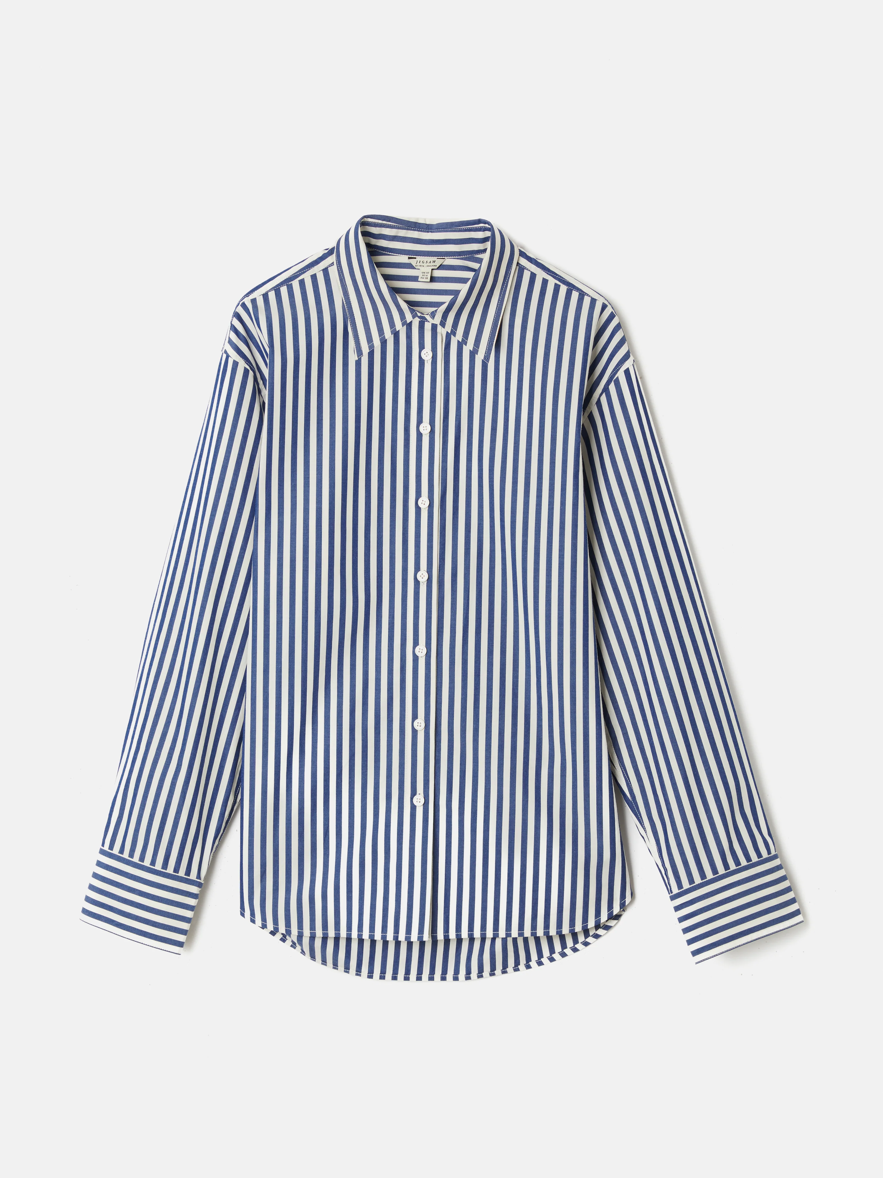 Cotton Poplin Stripe Shirt | Blue - Image 8