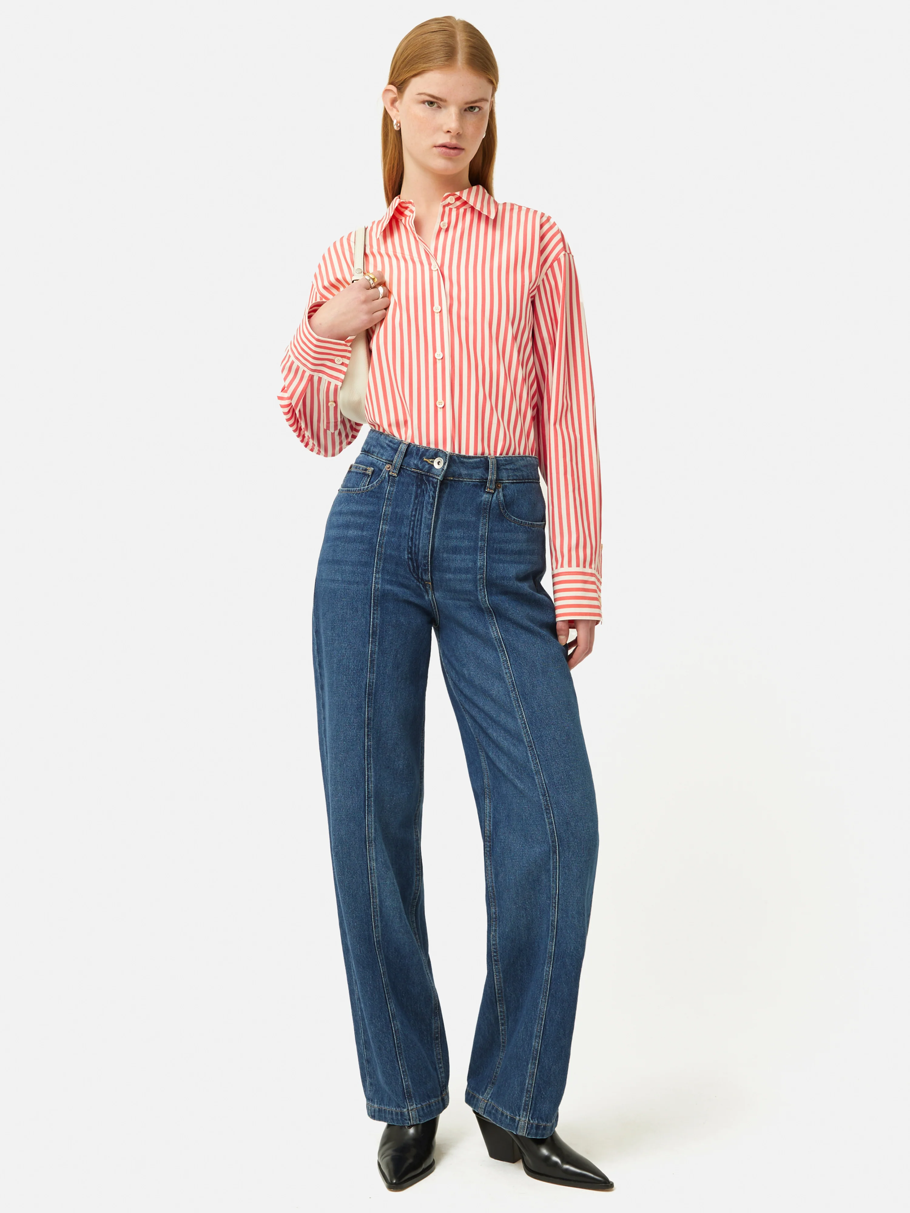 Cotton Poplin Stripe Shirt | Coral - Image 3