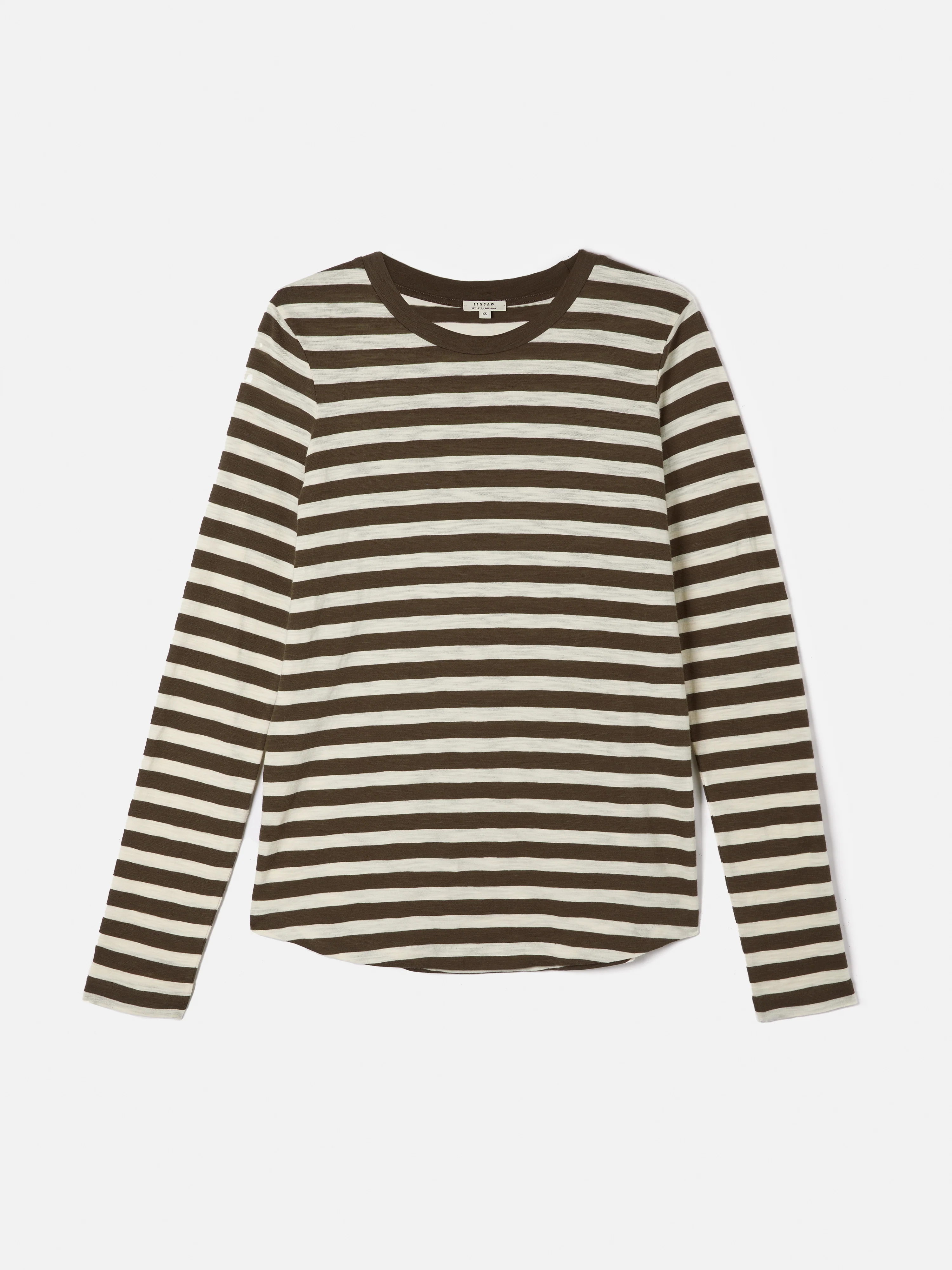 Cotton Slub Stripe Long Sleeve Tee | Brown - Image 9