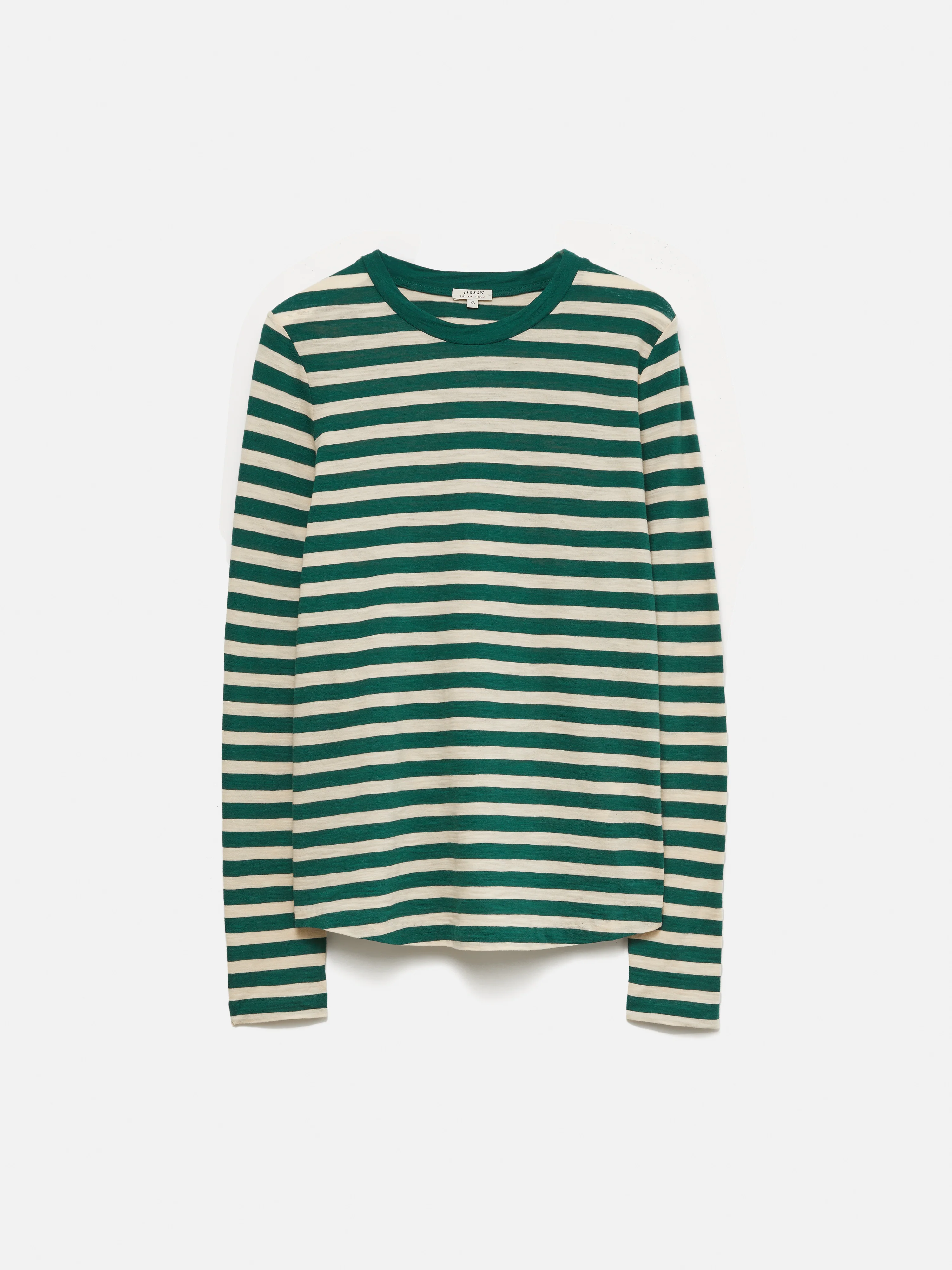 Cotton Slub Stripe Long Sleeve Tee | Green - Image 8
