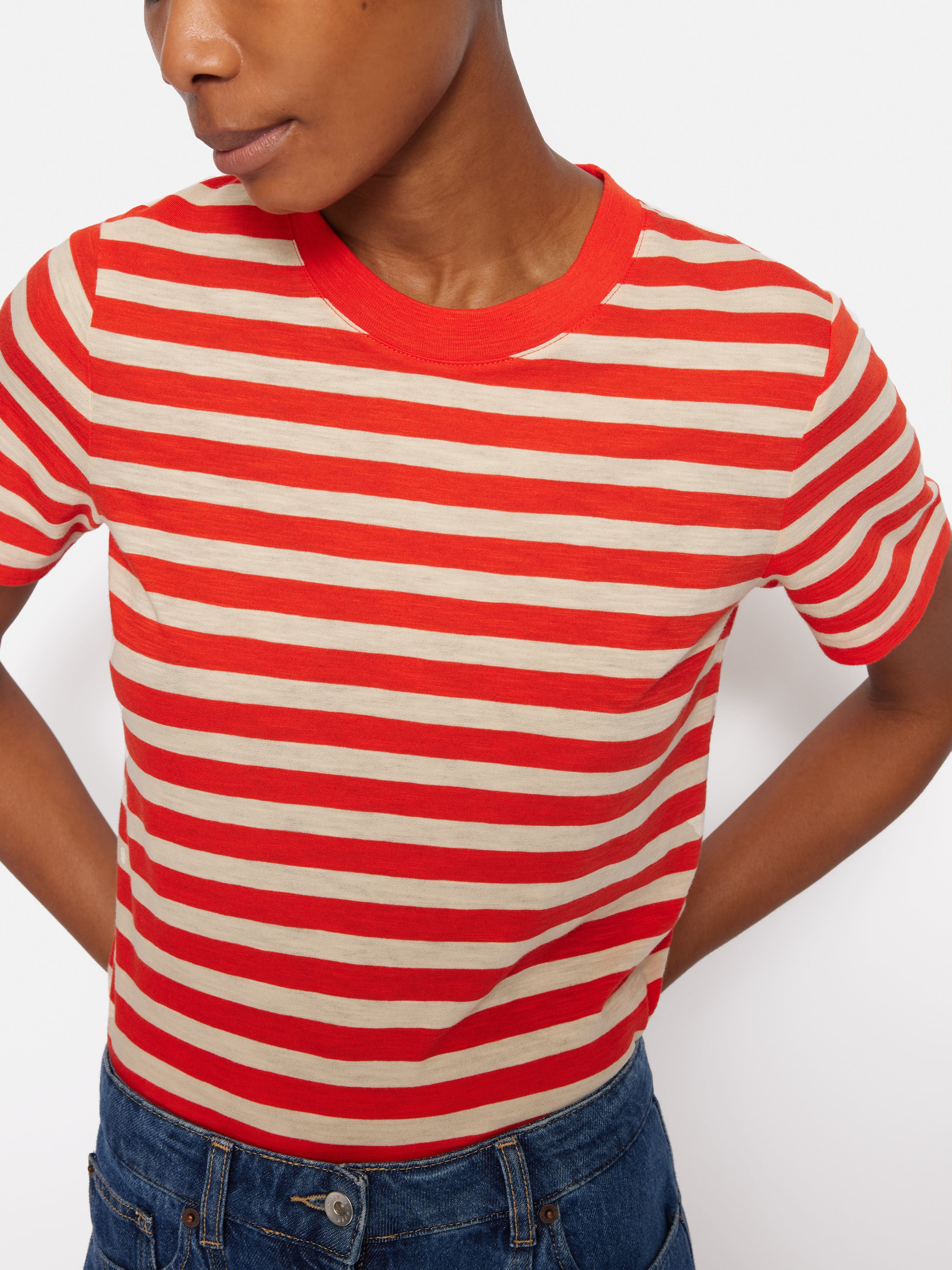 Cotton Slub Stripe Tee | Red - Image 3