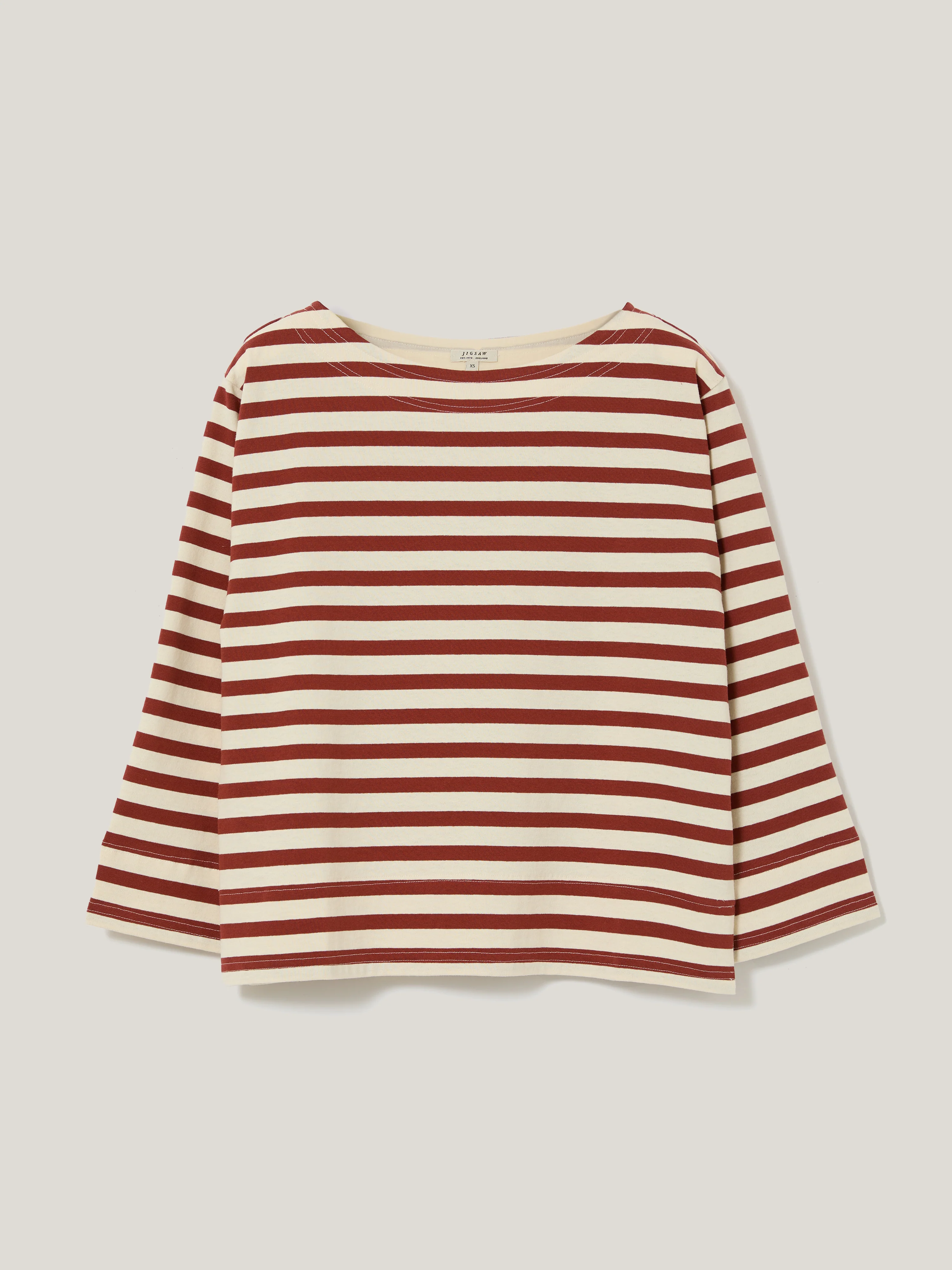 Cotton Trim Breton Top | Red - Image 8