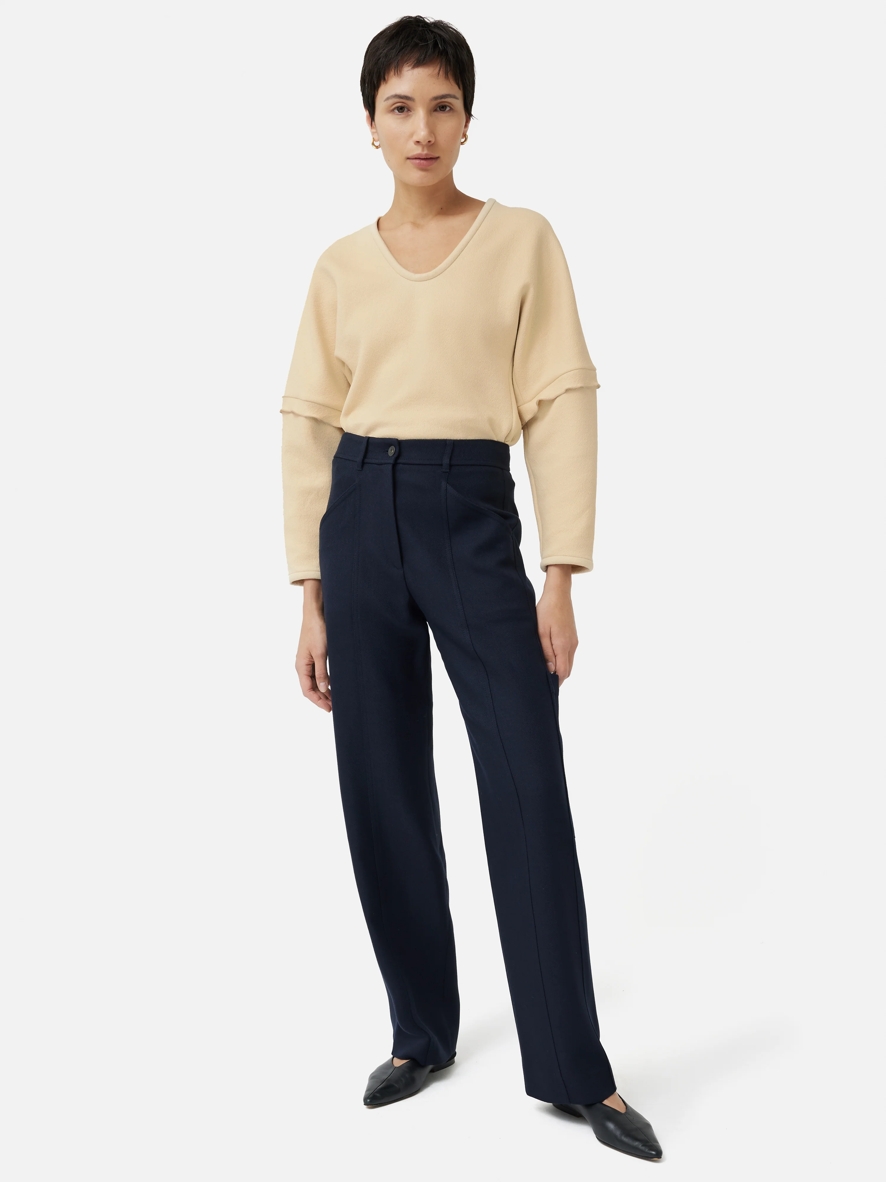 Crepe Ponte Scoop Top | Cream - Image 3