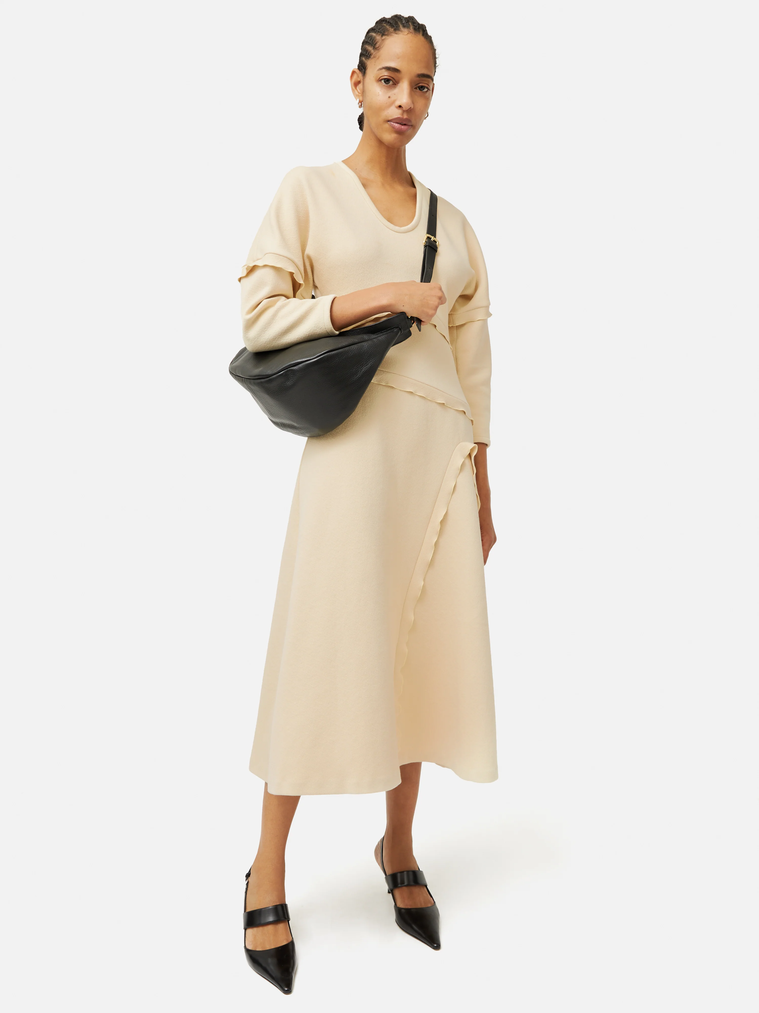 Crepe Scoop Neck Dress | Cream - Image 5