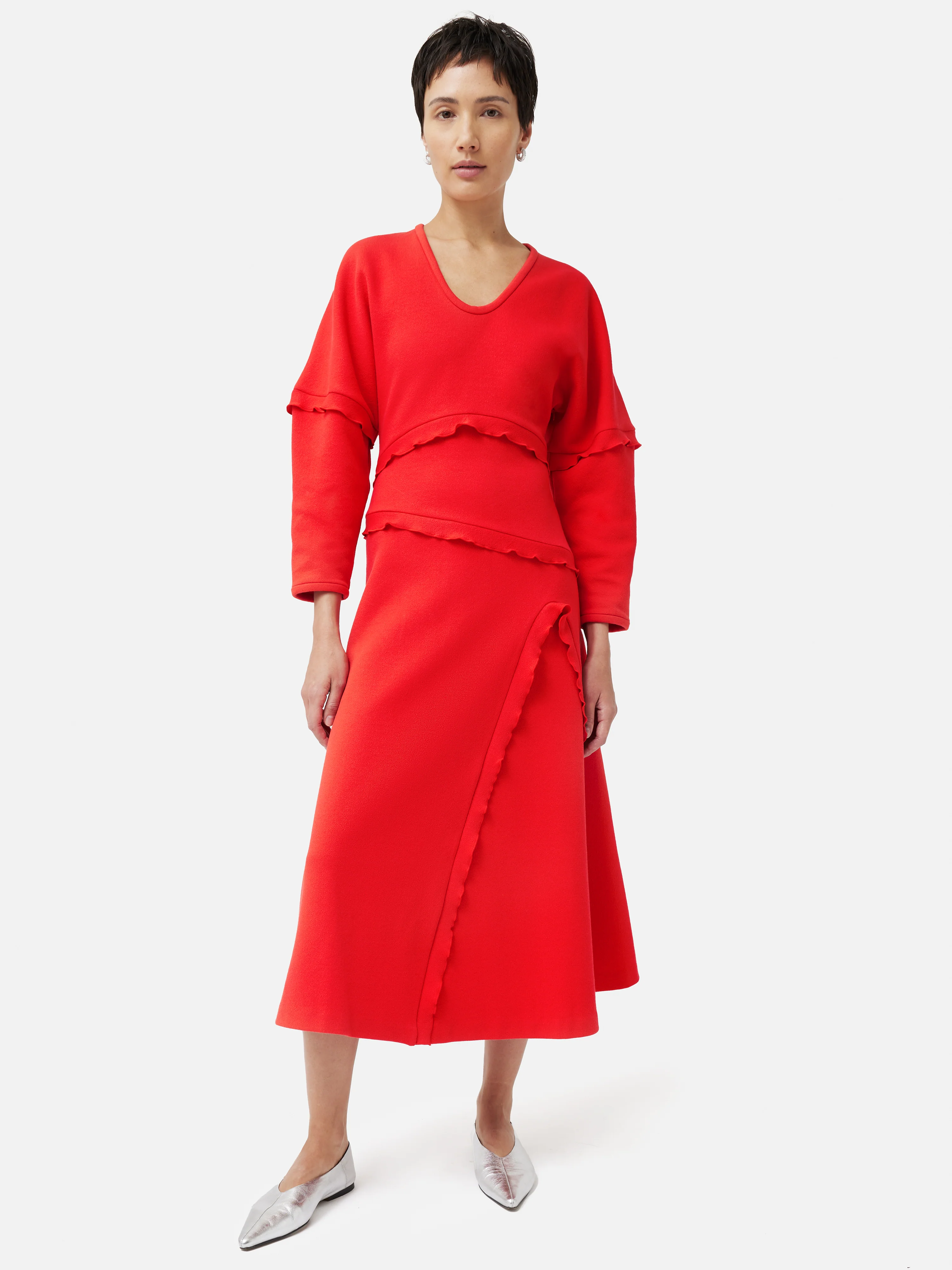 Crepe Scoop Neck Dress | Red - Image 4