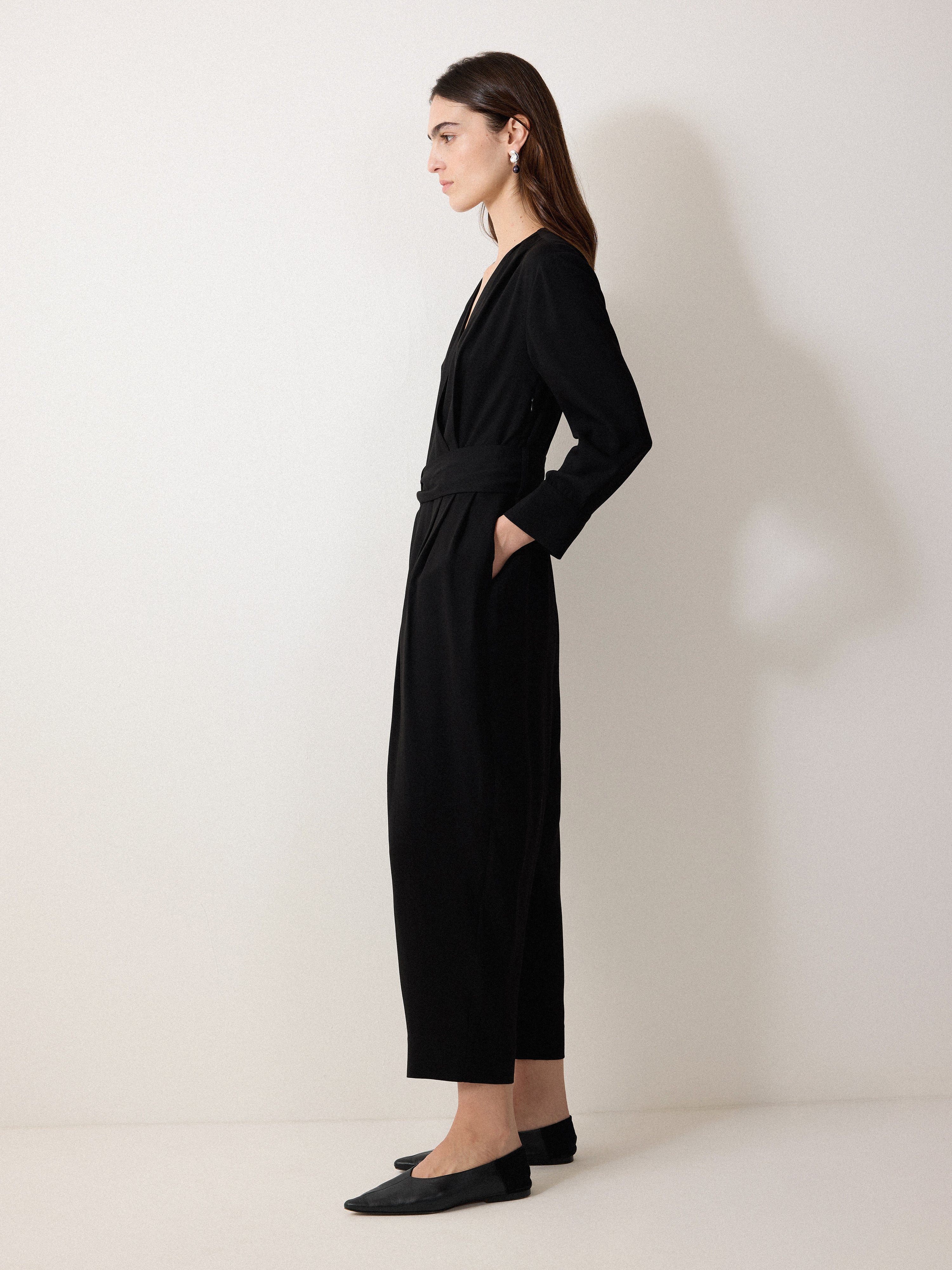 Crepe Wrap Front Jumpsuit | Black - Image 4