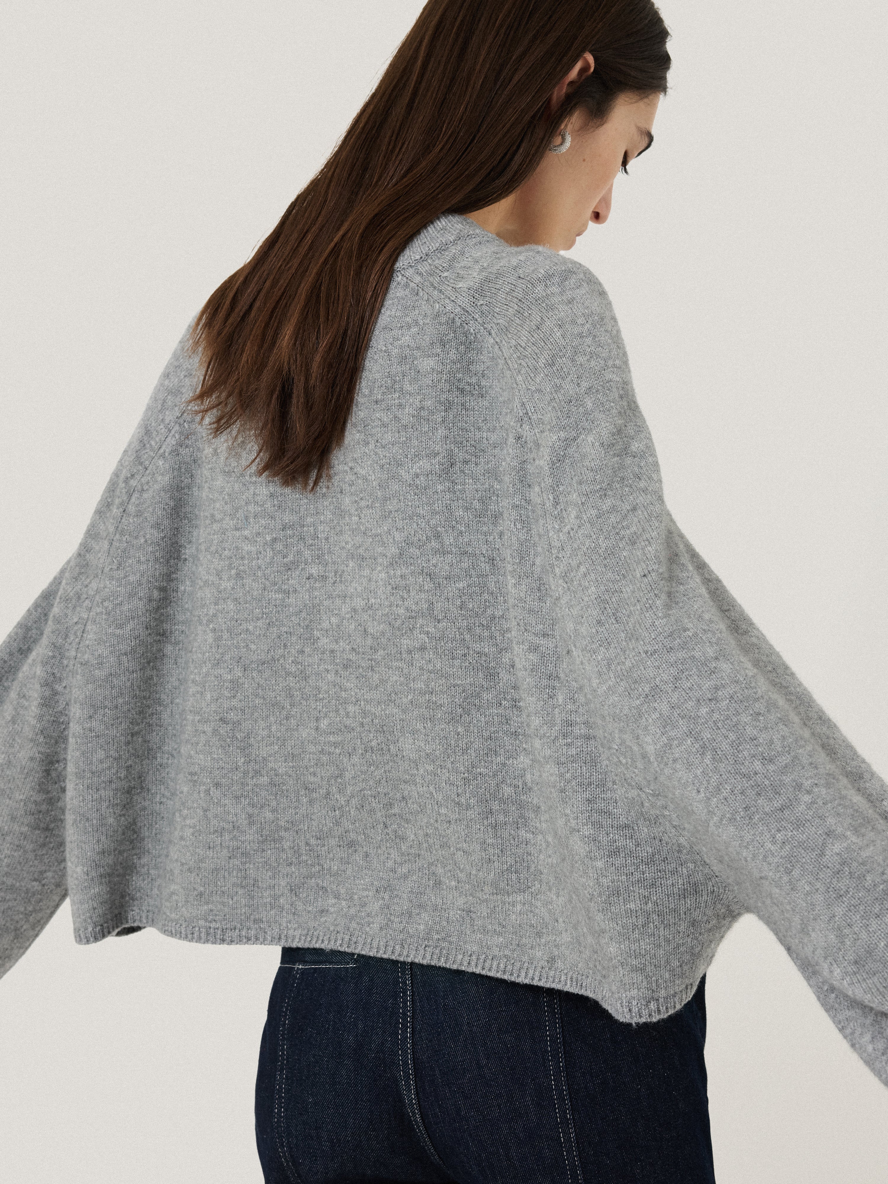 Crew Neck Poncho Jumper | Grey - Image 4