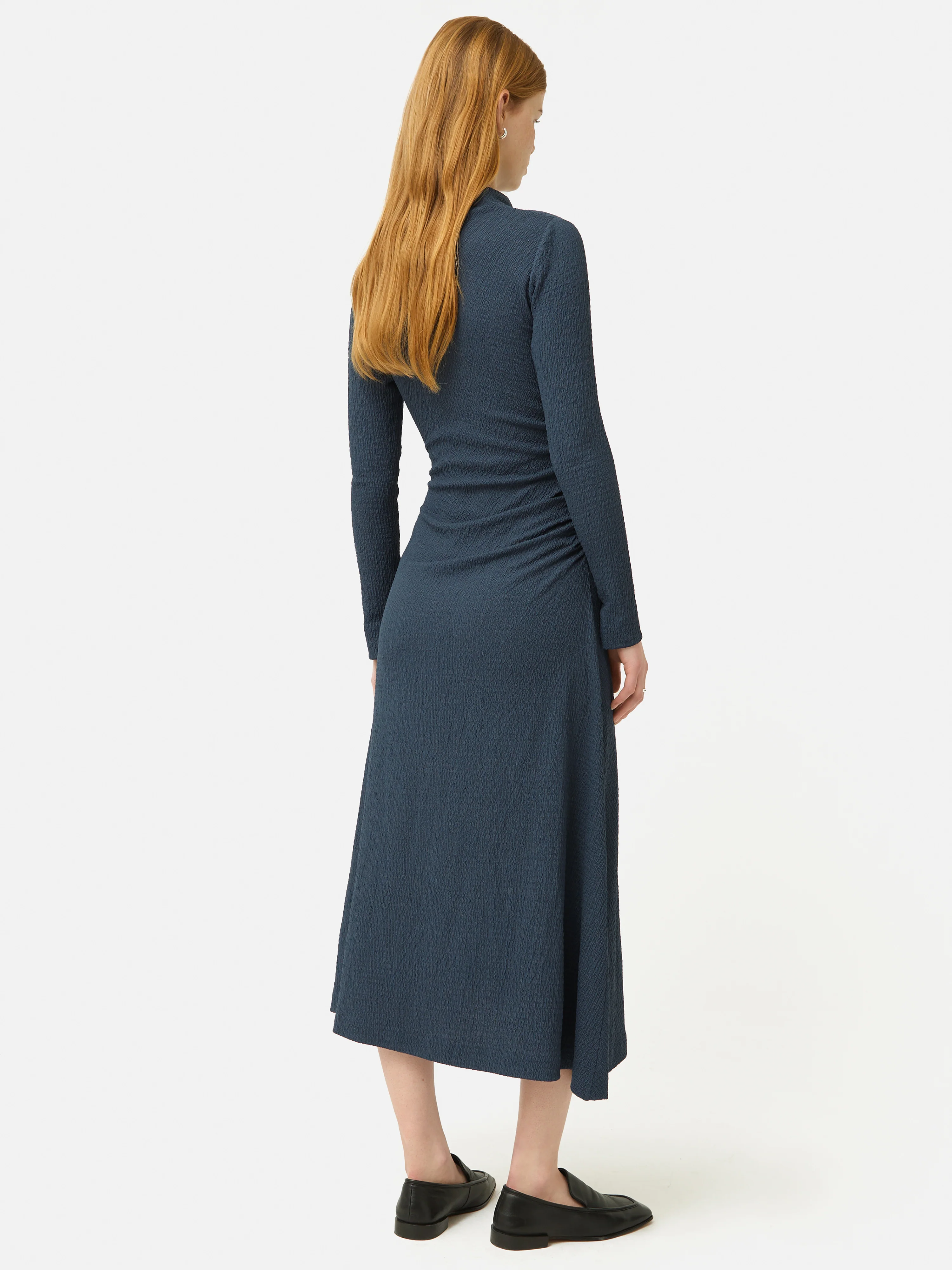 Crinkle Ruched Jersey Dress | Blue - Image 5