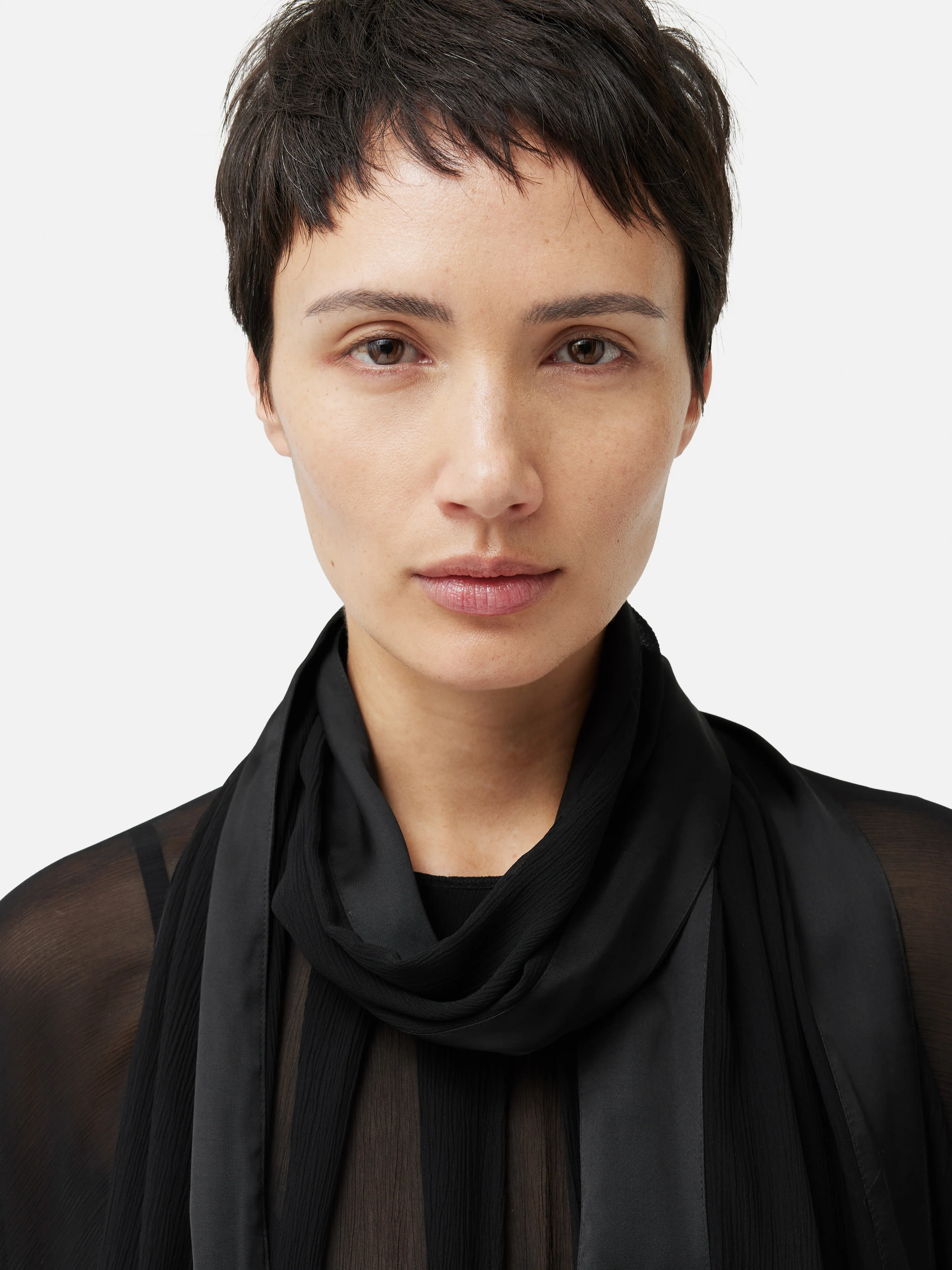 Crinkle Viscose Scarf Top | Black - Image 4