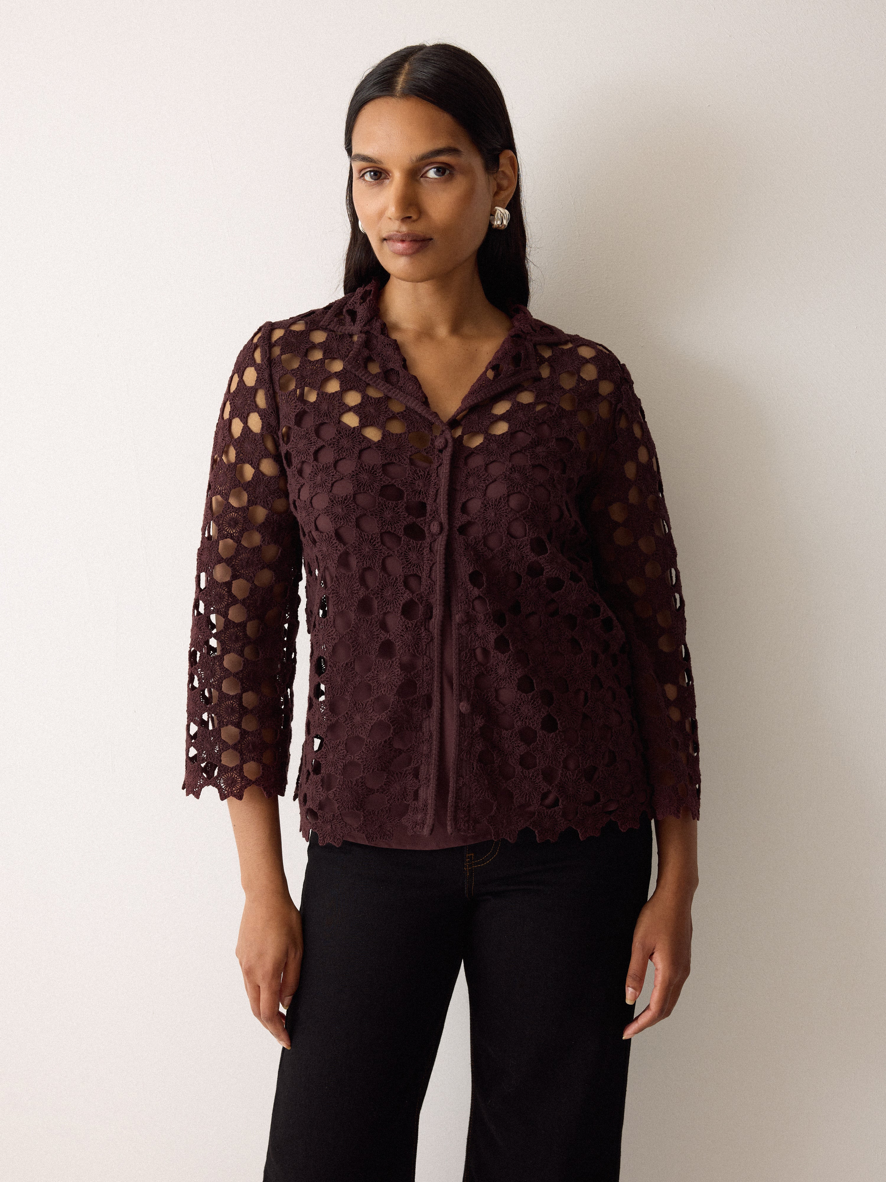 Crochet Relaxed Top | Oxblood - Image 2