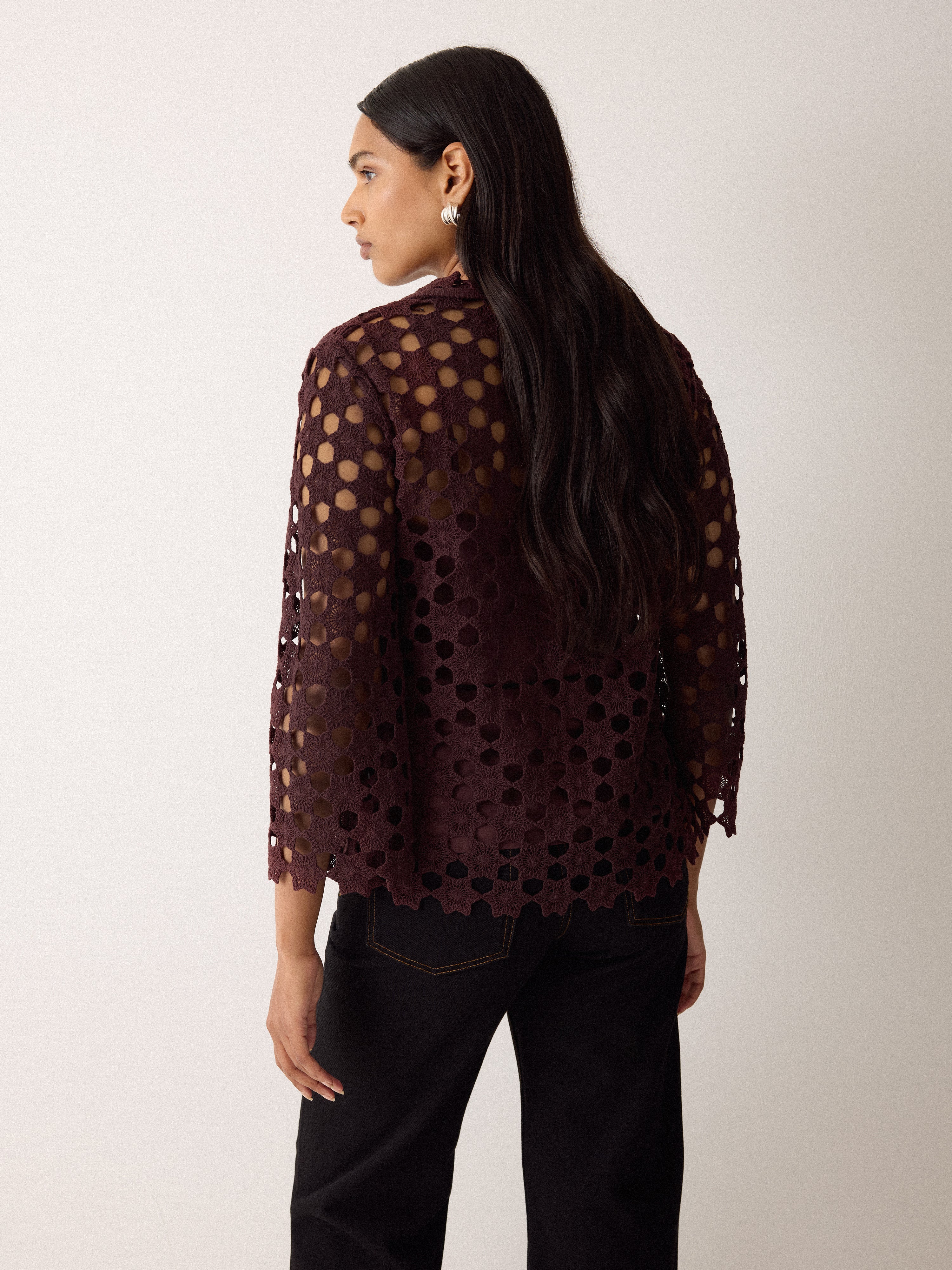 Crochet Relaxed Top | Oxblood - Image 5