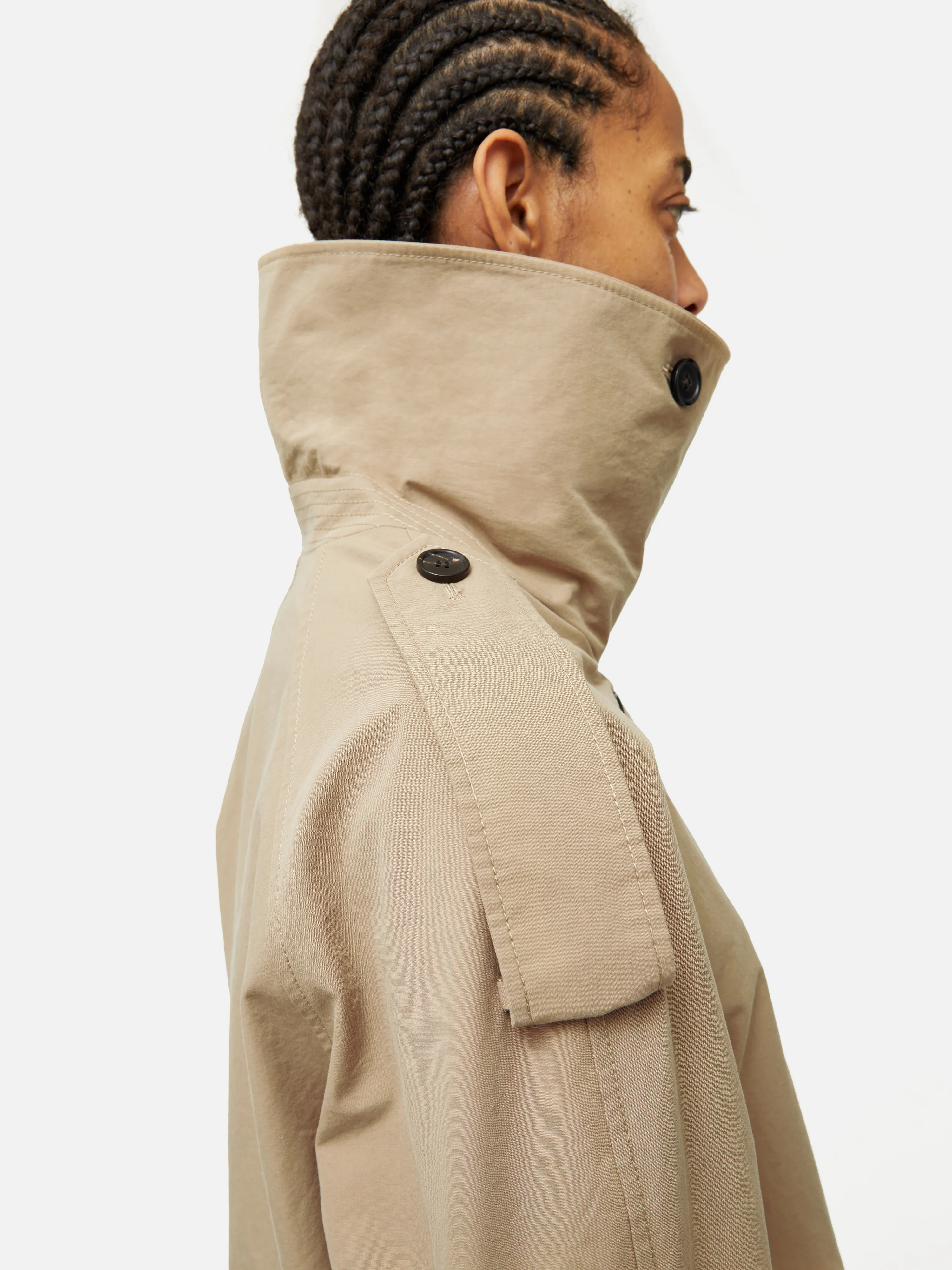 Cropped Cotton Trench Jacket | Stone - Image 2