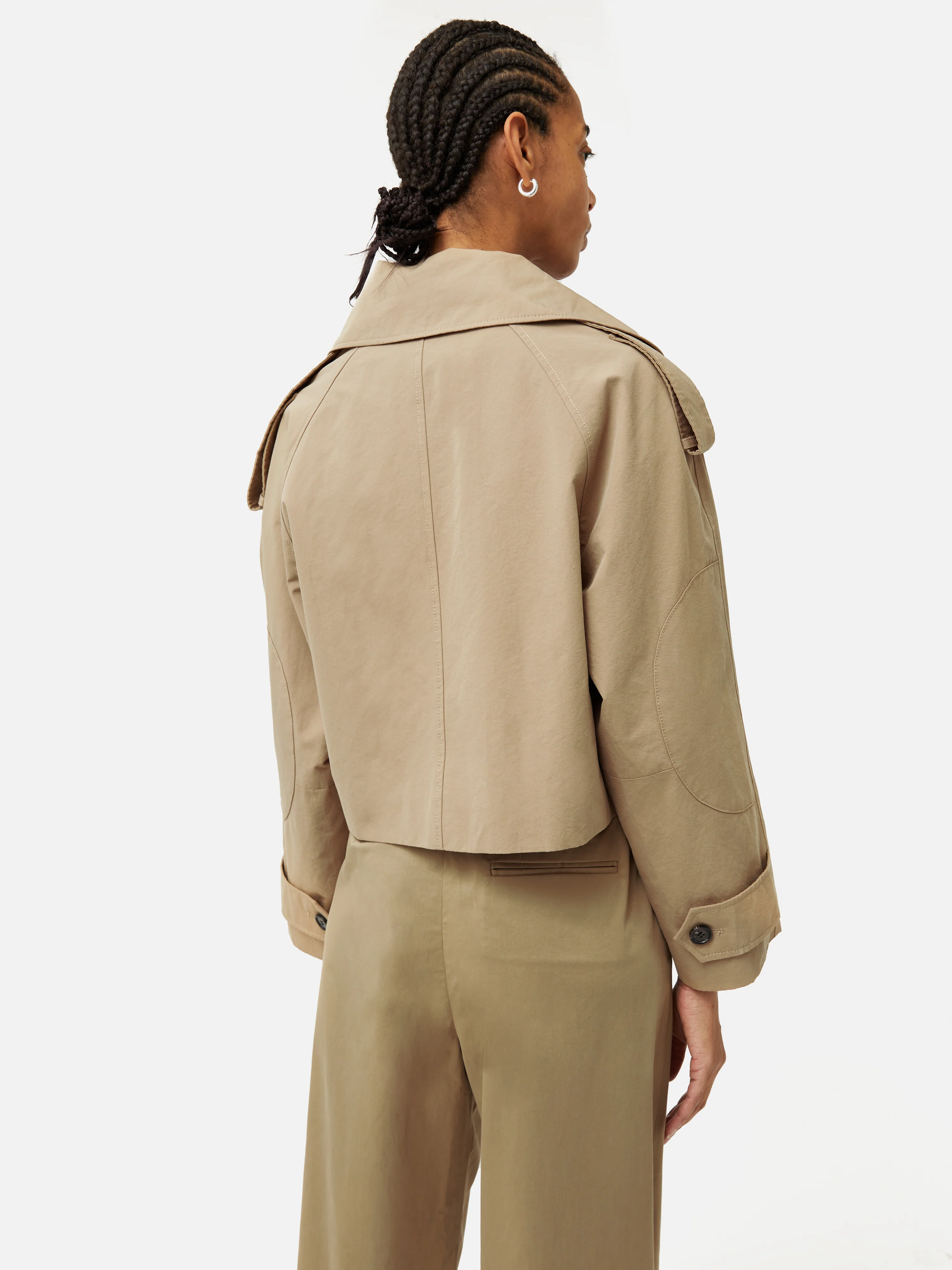 Cropped Cotton Trench Jacket | Stone - Image 5