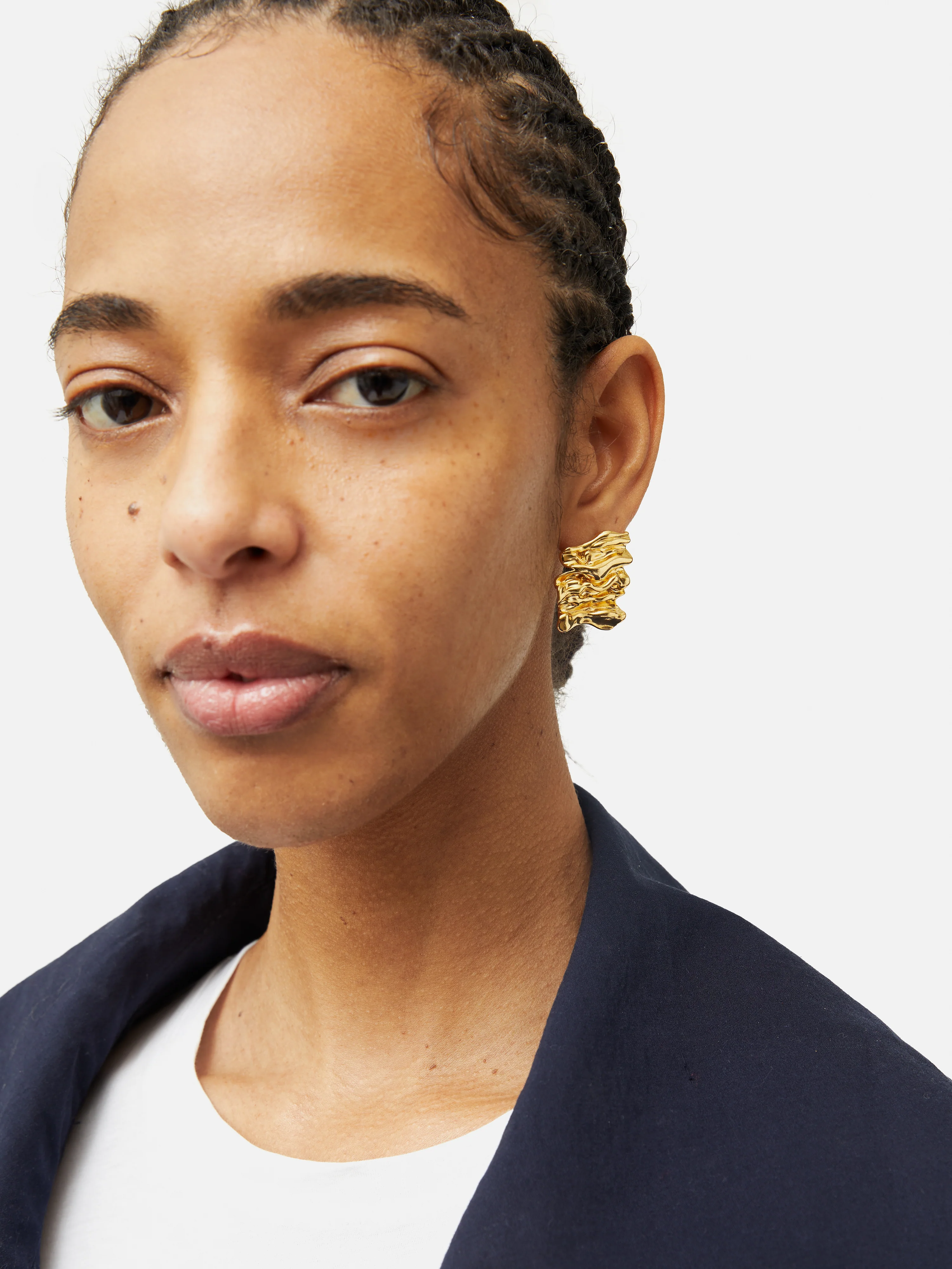 Crumpled Textured Earrings | Gold - Image 2