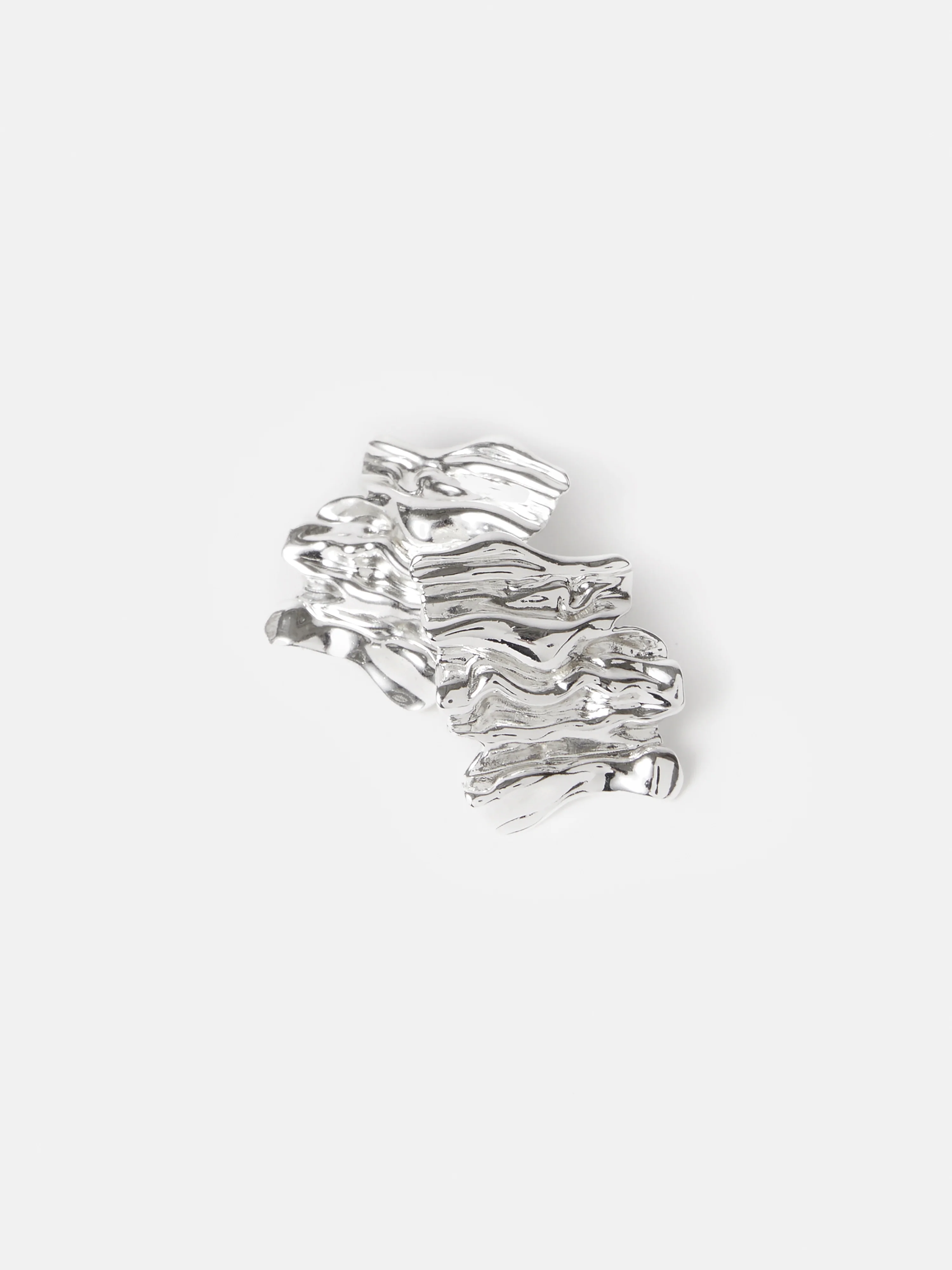 Crumpled Textured Earrings | Silver - Image 3