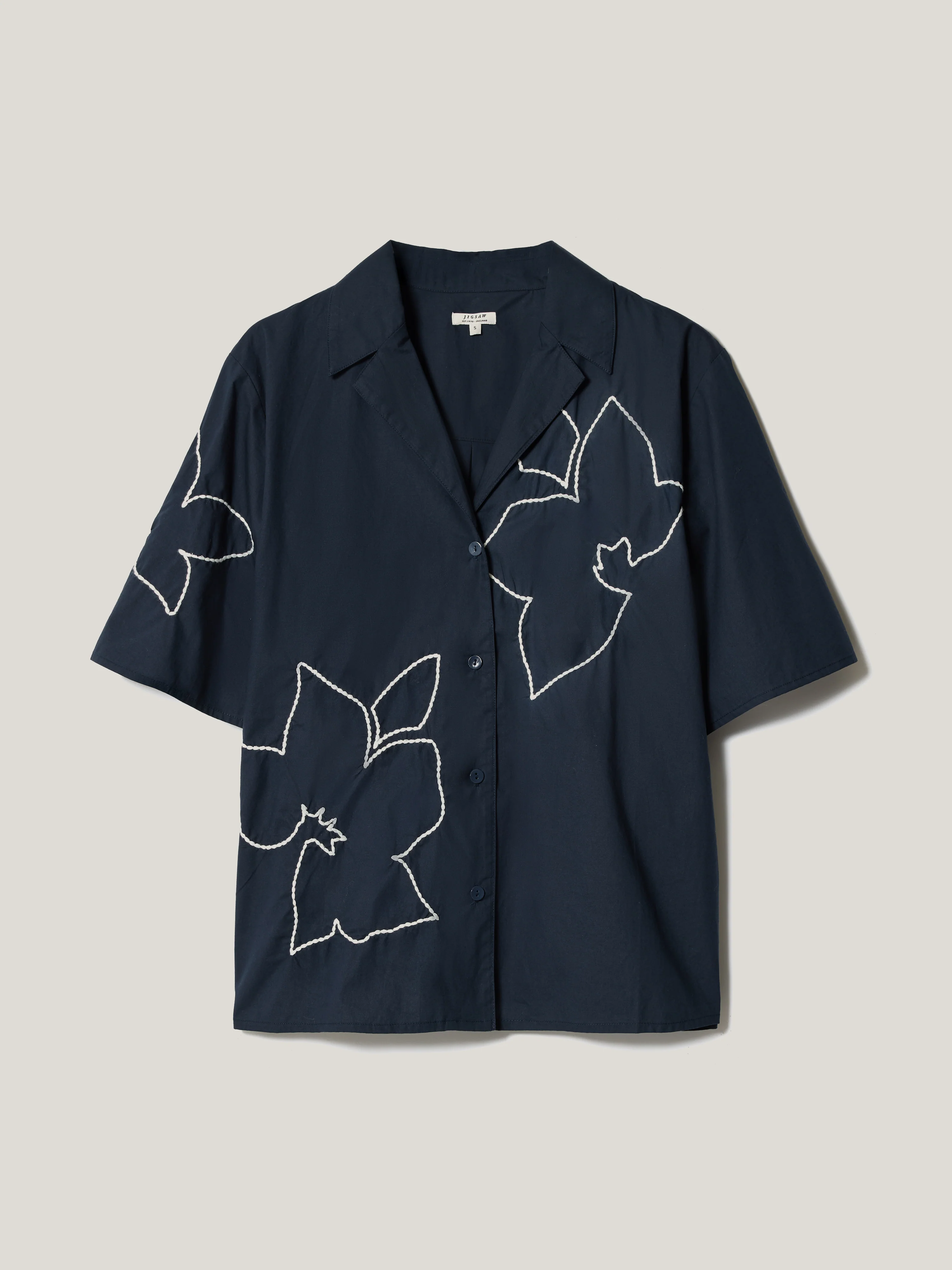 Cut Out Embroidery Shirt | Navy - Image 5