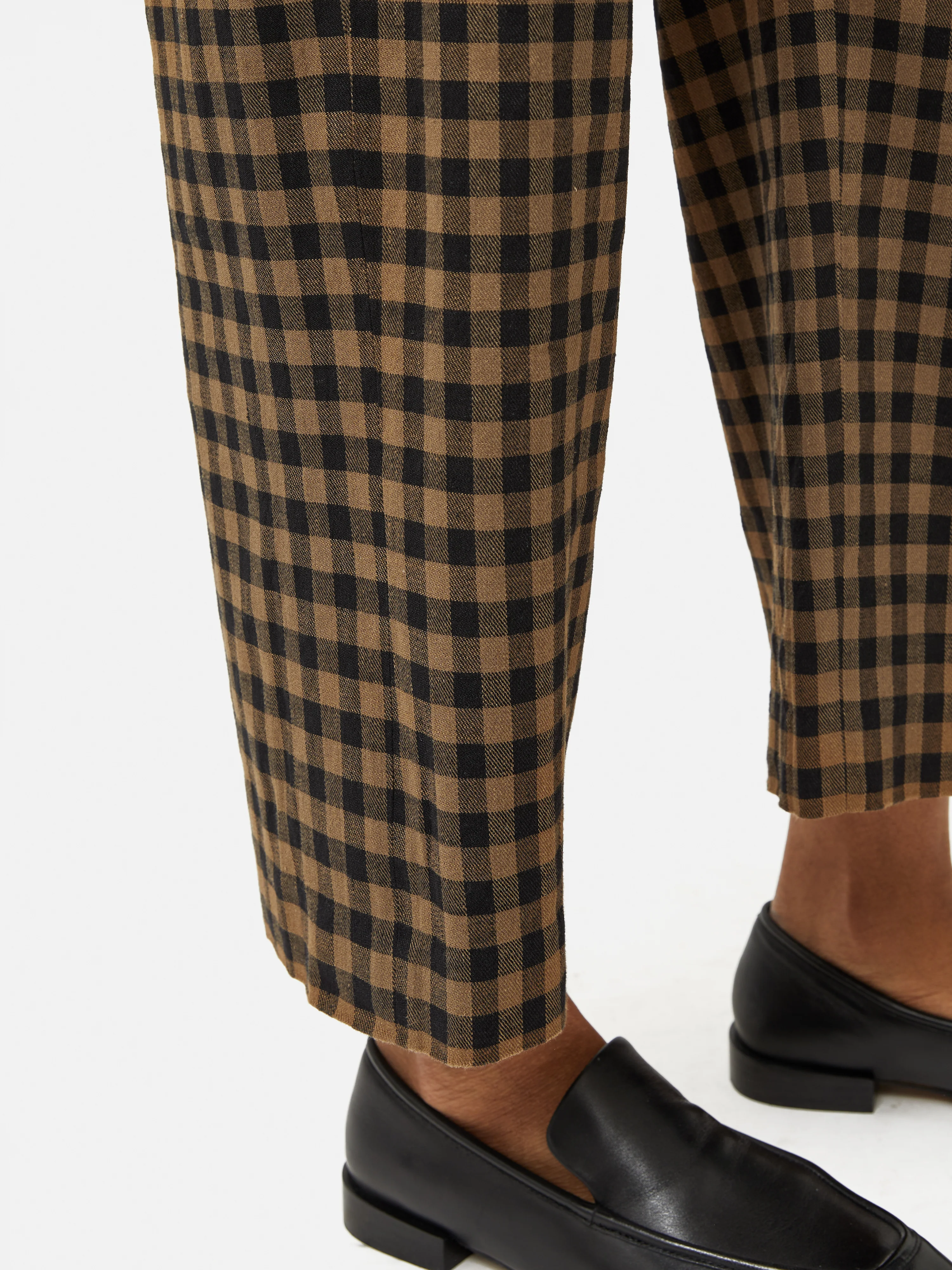 Dale Linen Check Trouser | Khaki - Image 4