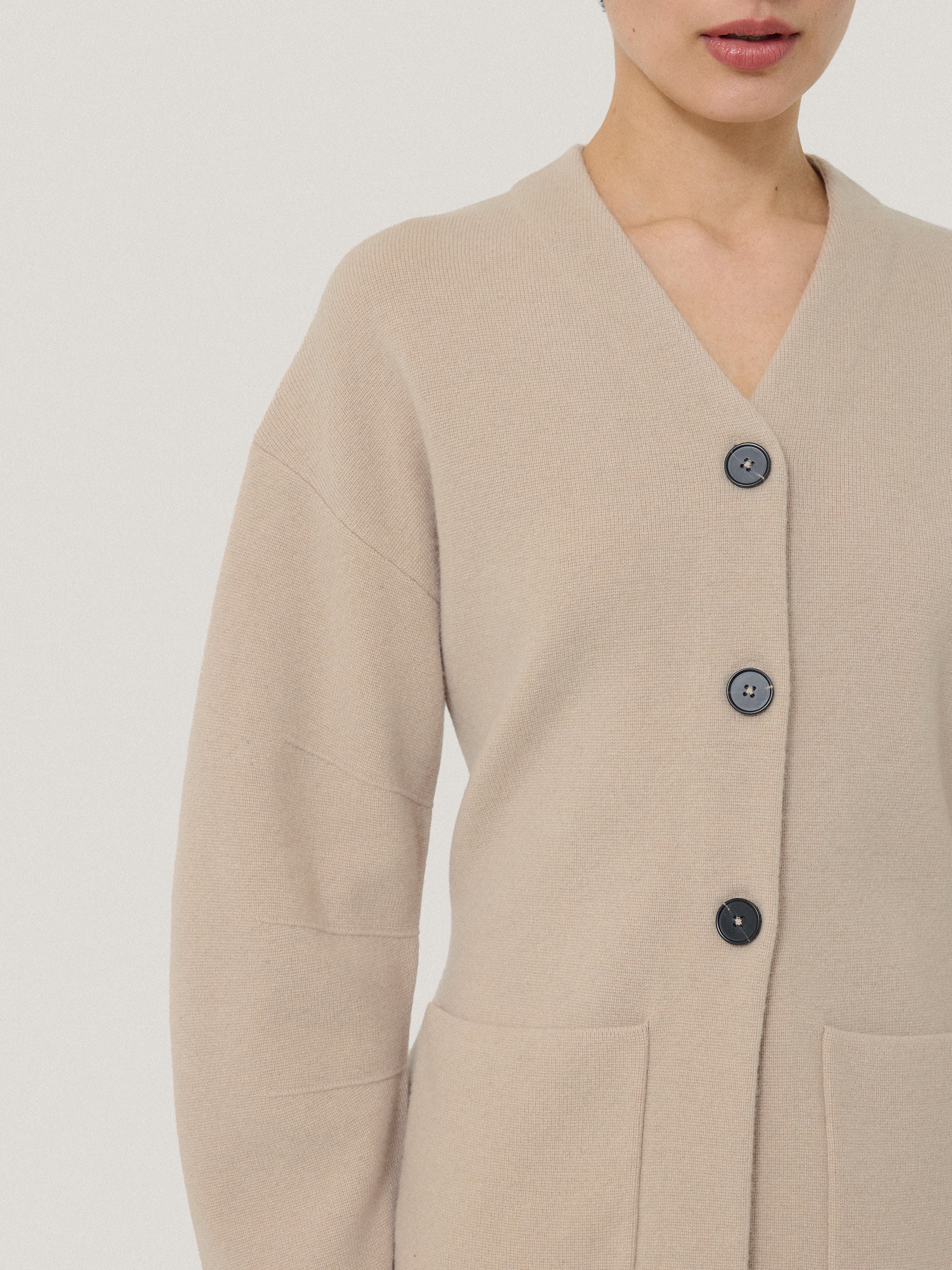 Darted Longline Knit Jacket | Cream - Image 4