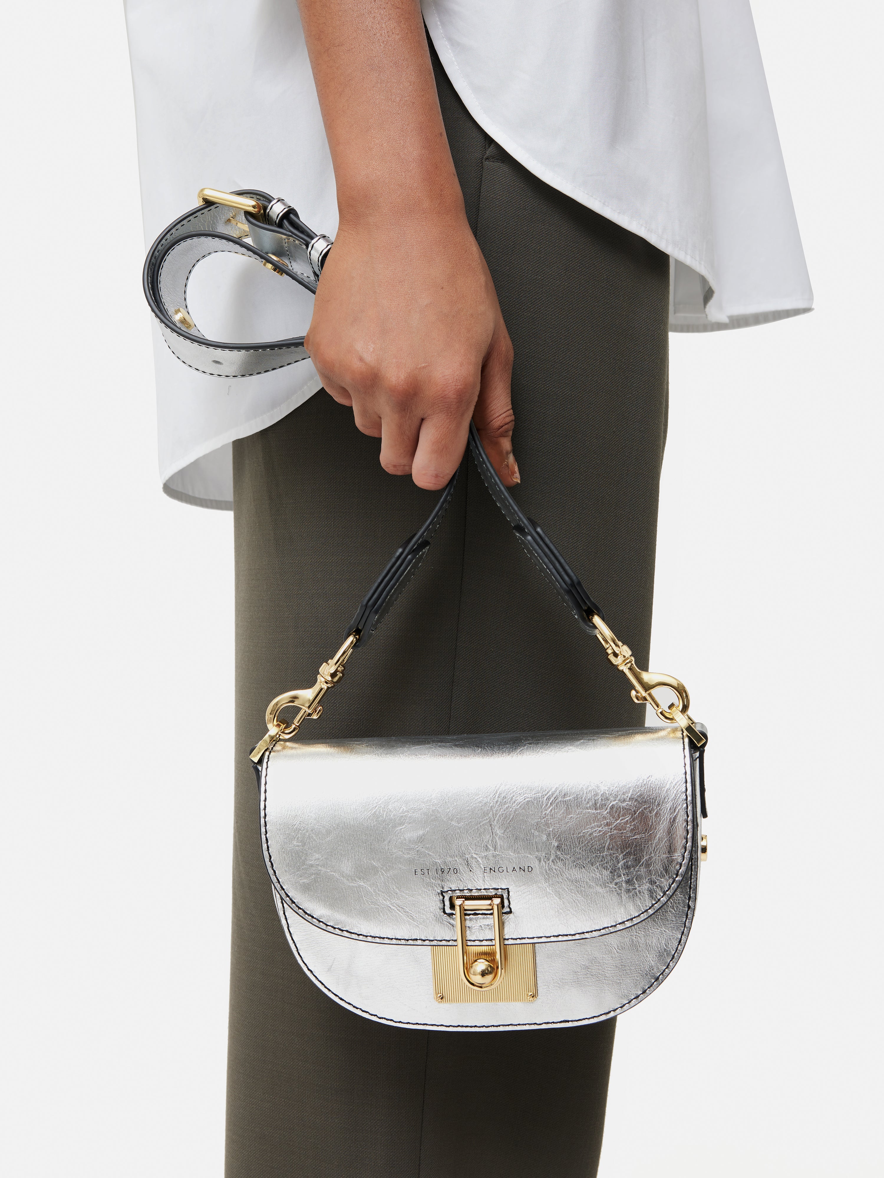 Denbigh Studded Leather Bag | Silver - Image 7