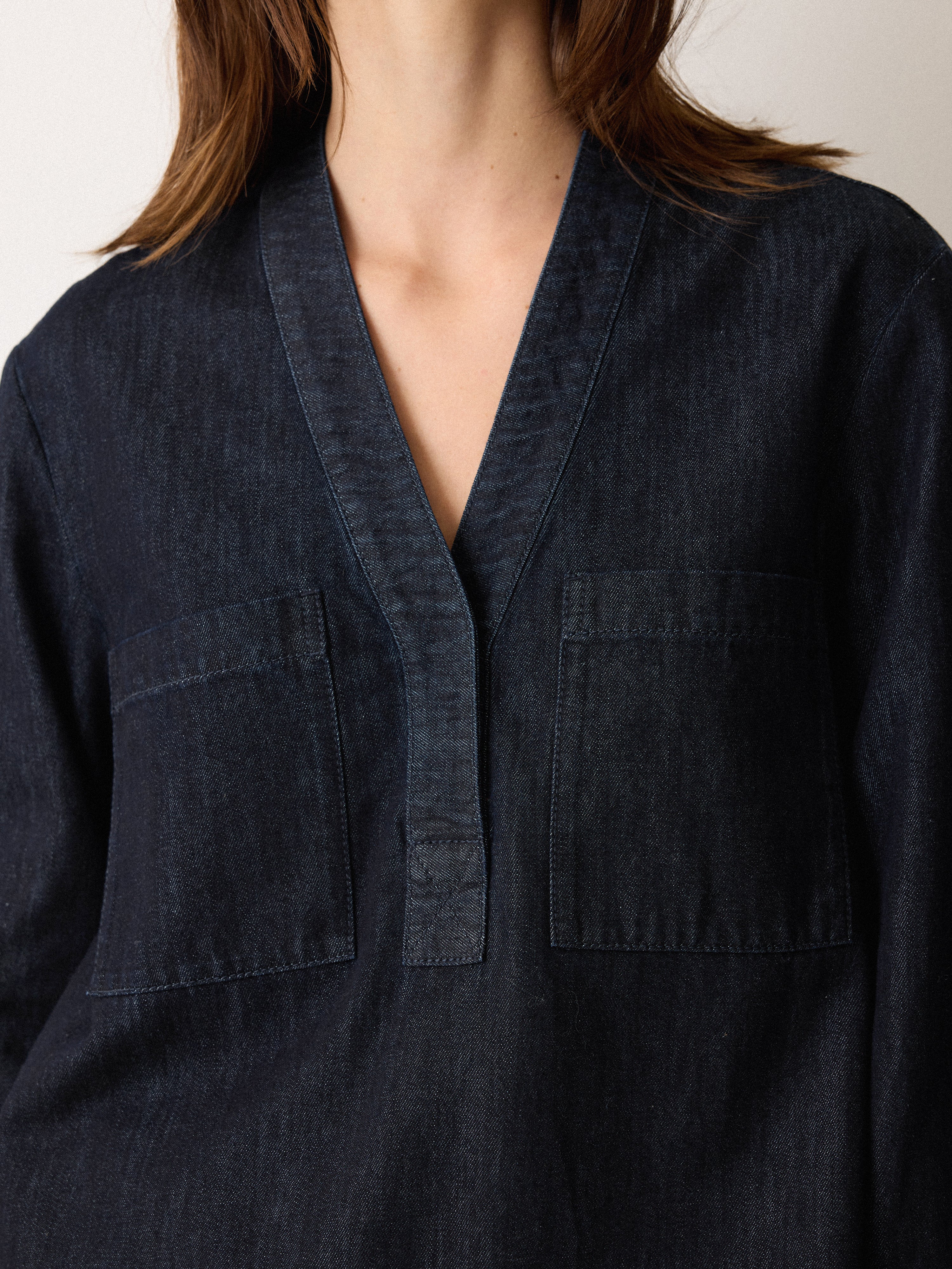 Denim Lyocell Tunic Shirt | Indigo - Image 4