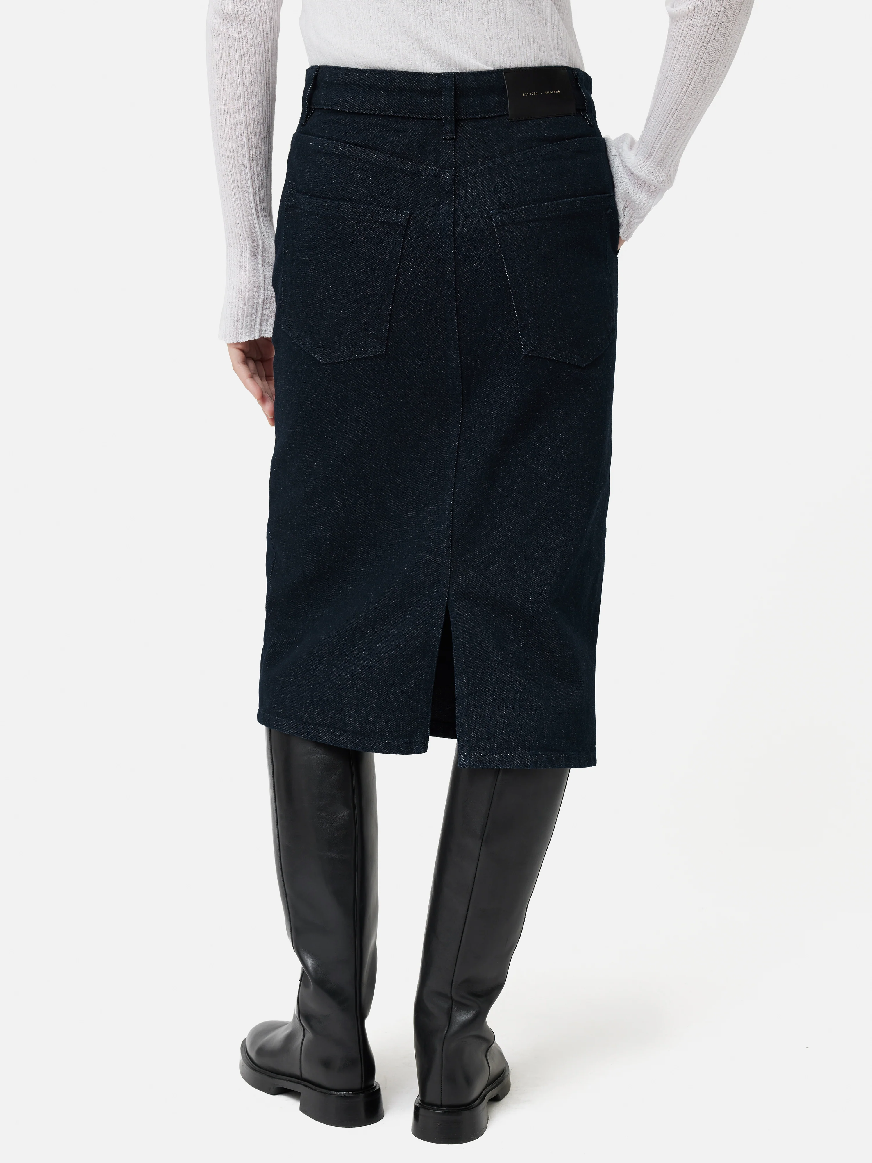 Denim Pencil Midi Skirt | Indigo - Image 5