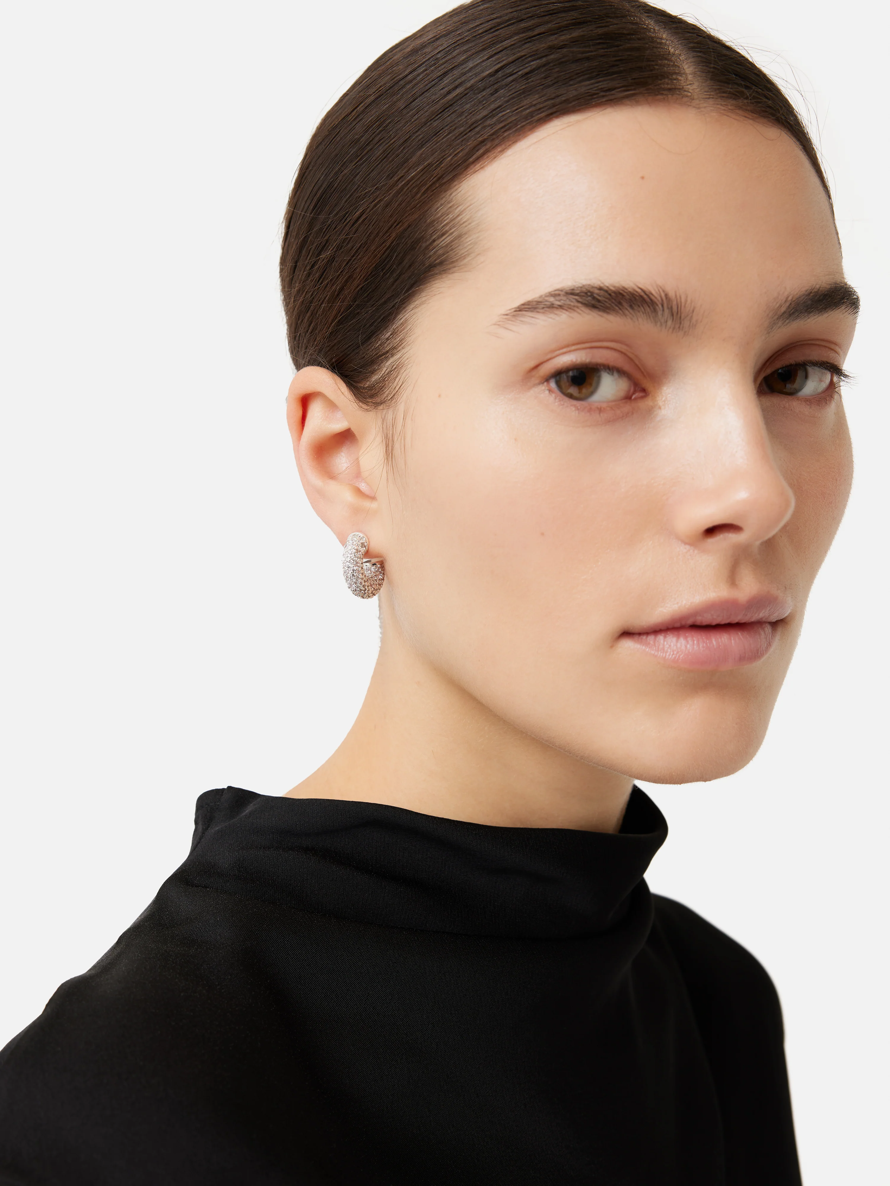 Diamante Hoop Earrings | Silver - Image 2