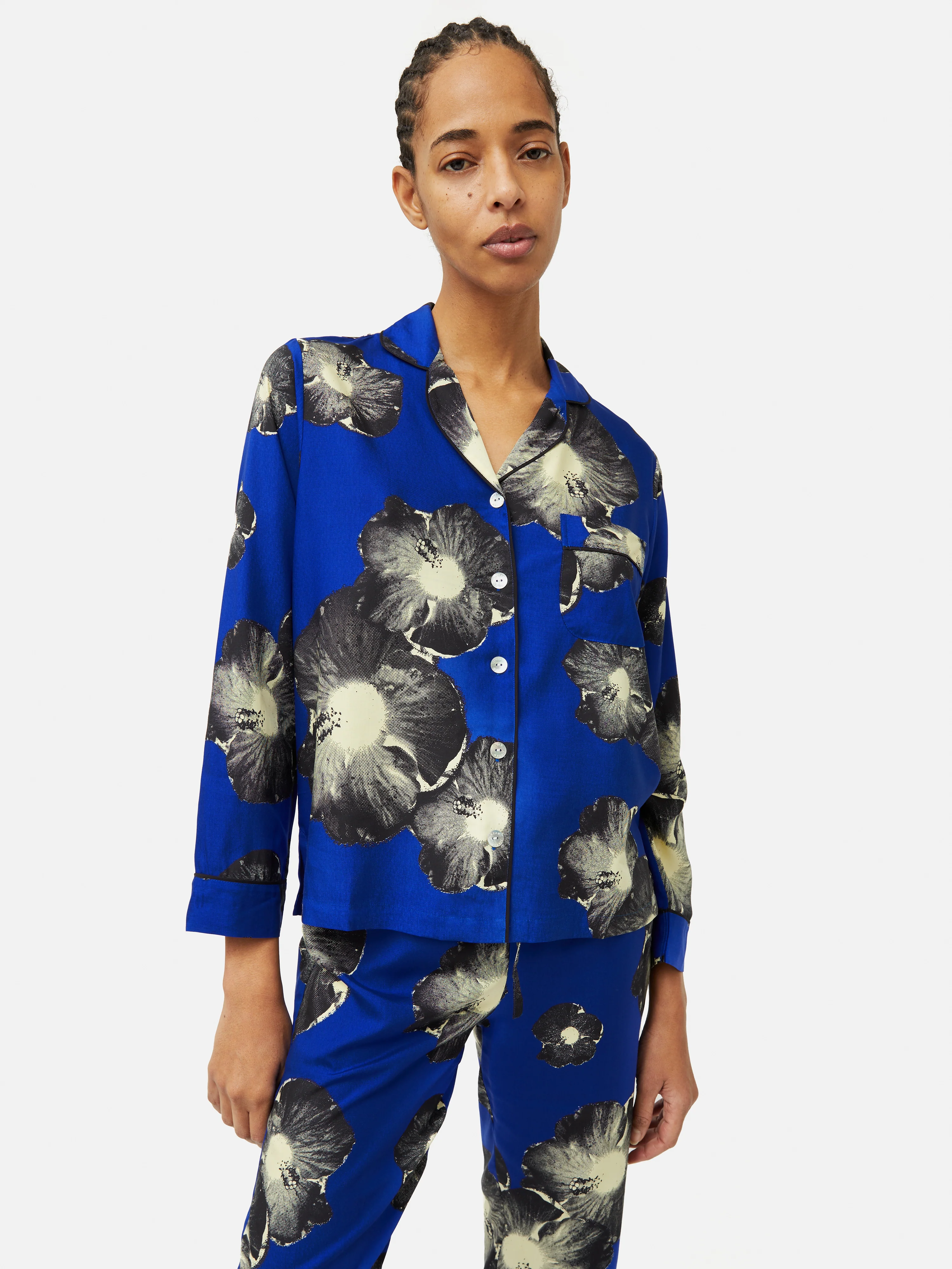 Digital Floral Modal Pyjama | Blue - Image 3