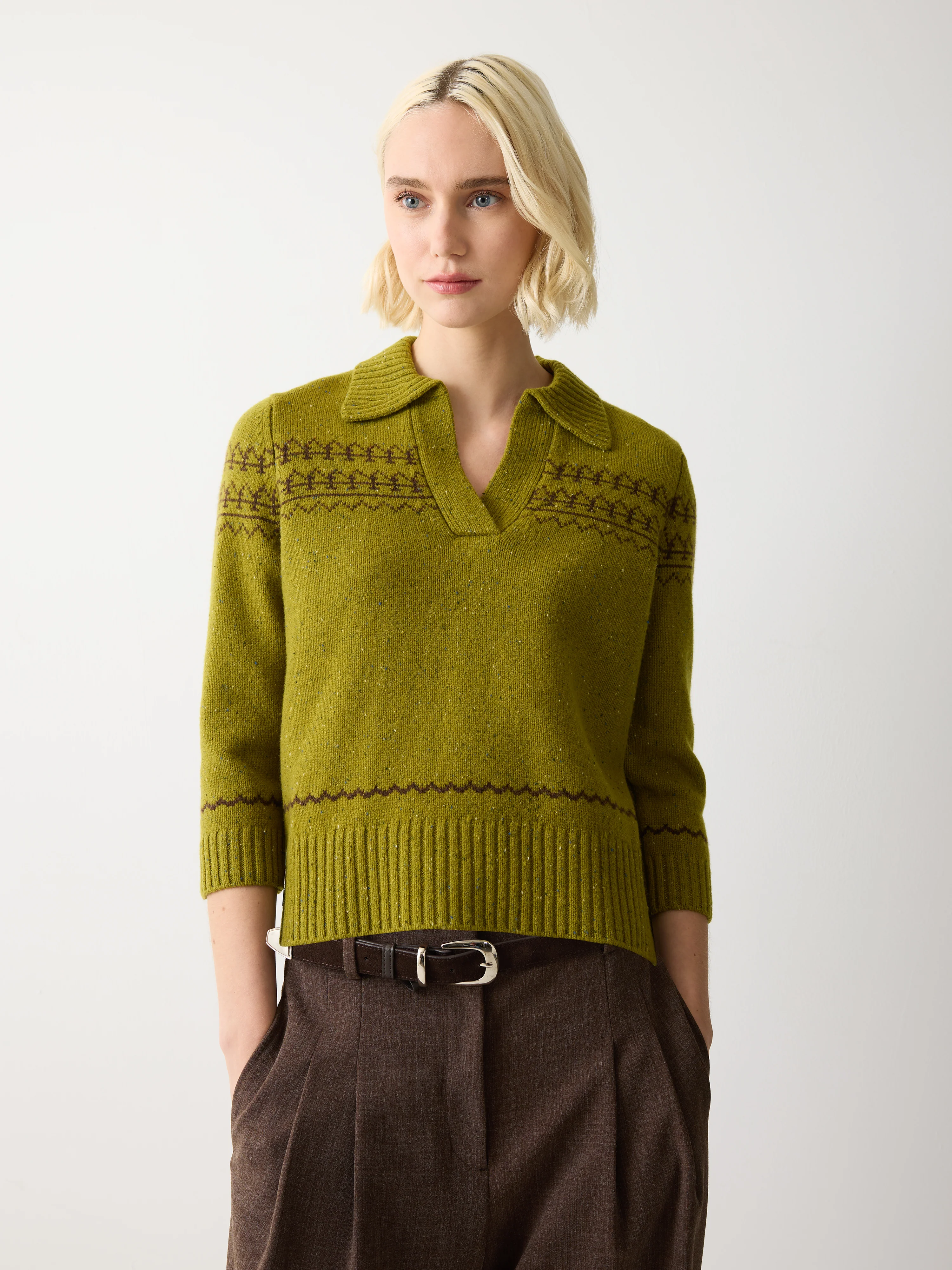 Donegal V Collar Top | Green - Image 3