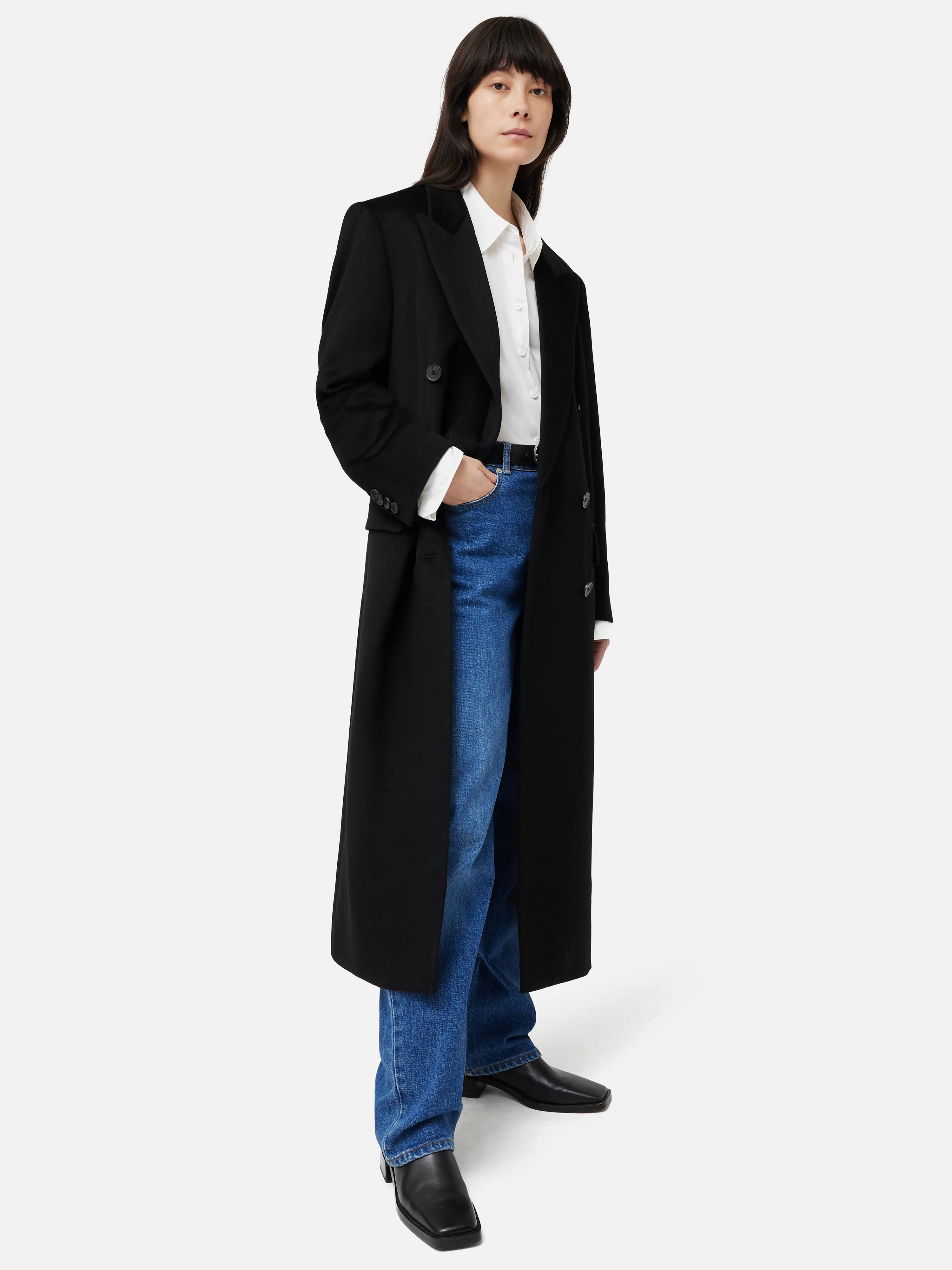 Double Breasted Wool Maxi Coat | Black - Image 7