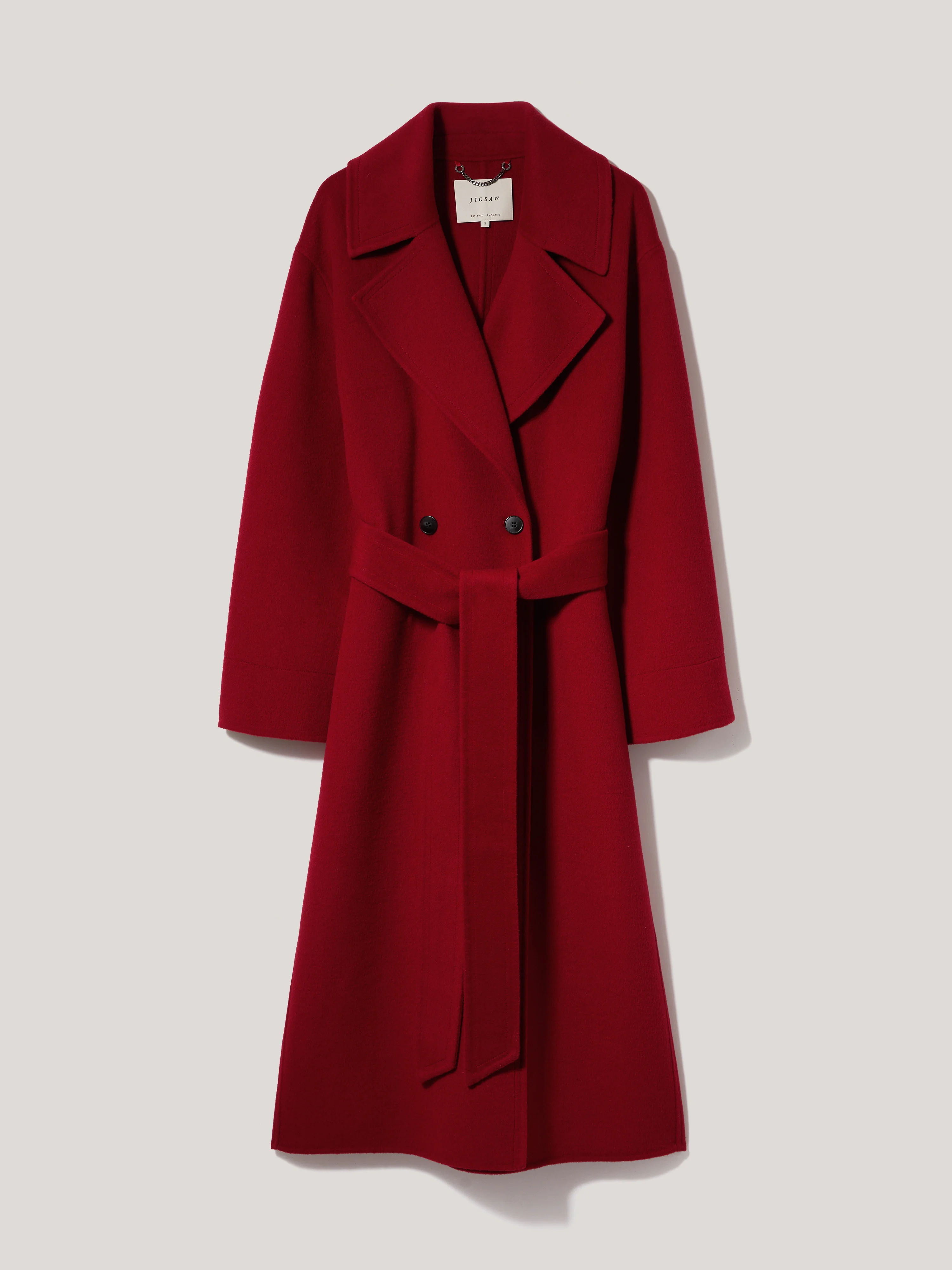 Double Faced Cocoon Wrap Coat | Red - Image 7