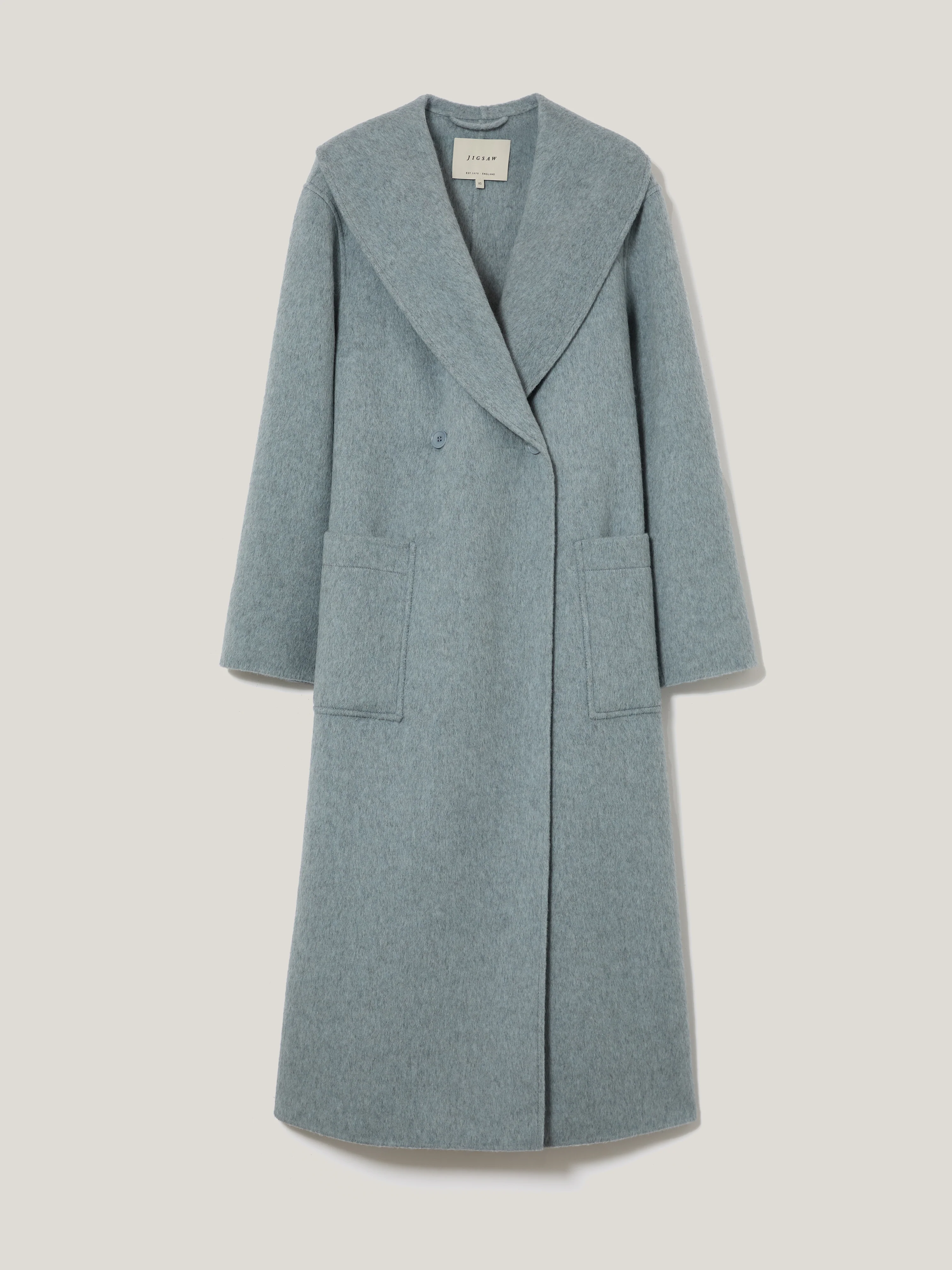 Double Faced Shawl Midi Coat | Blue - Image 9