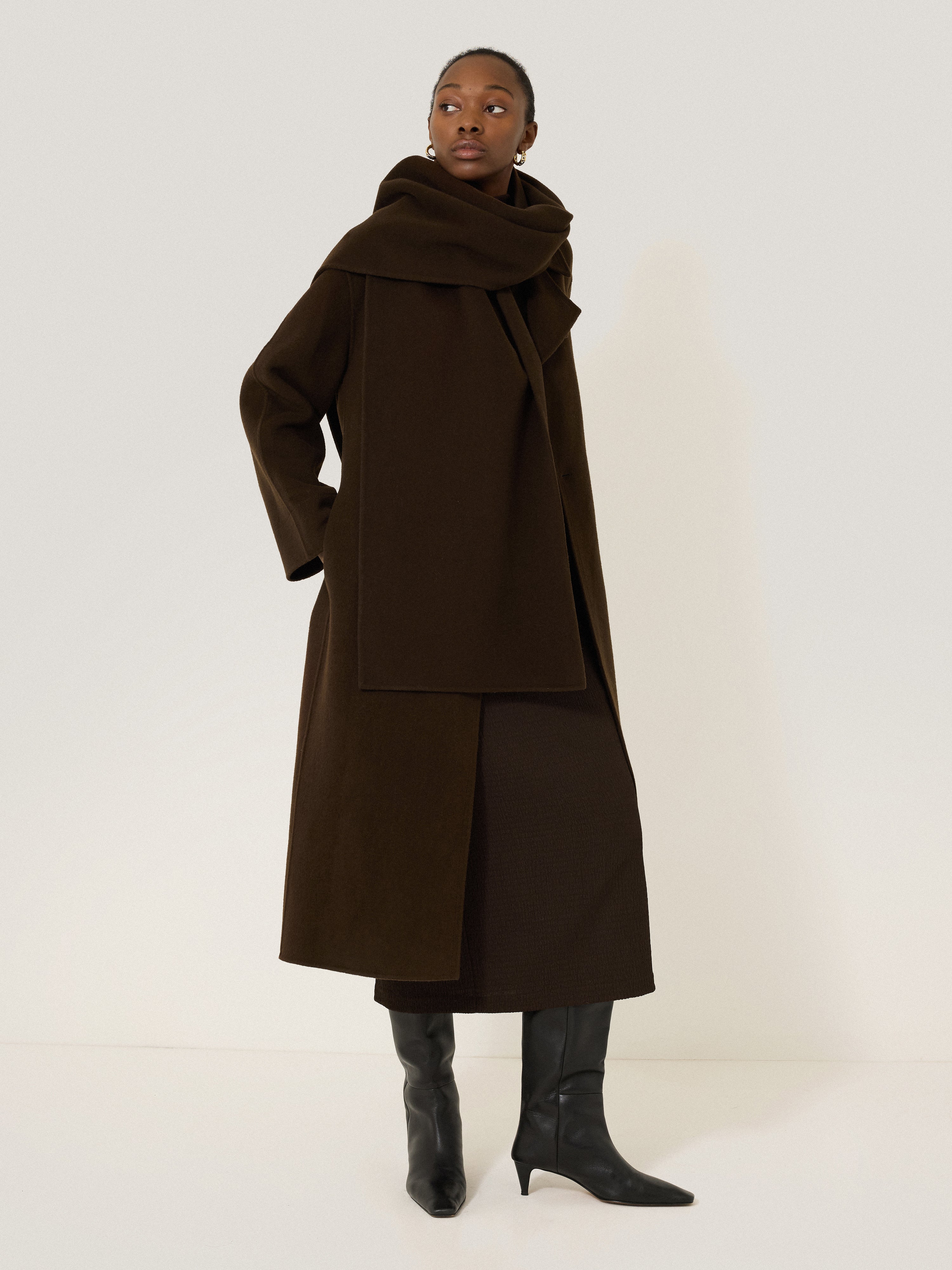 Double Faced Woven Scarf | Chocolate - Image 3