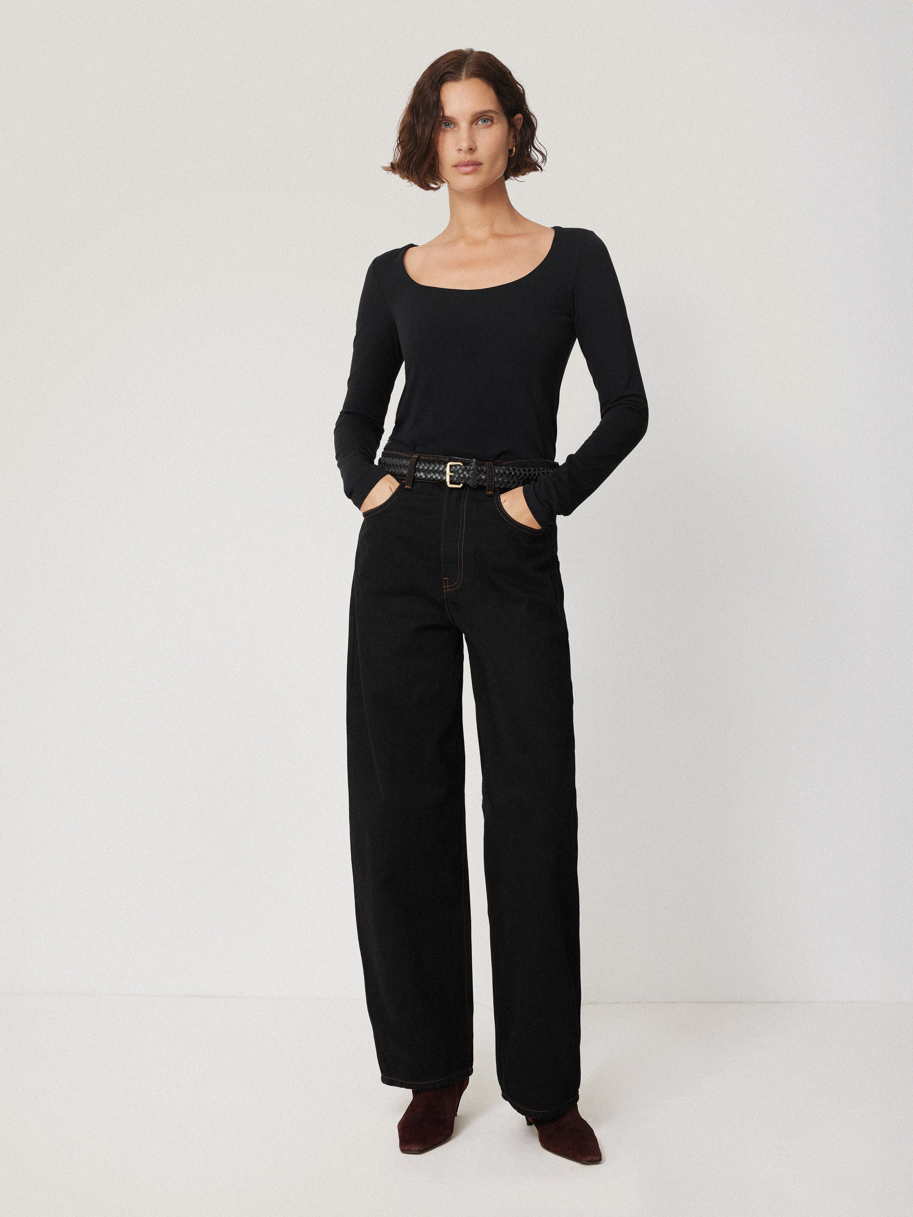 Double Front Ballet Neck Top | Black - Image 3
