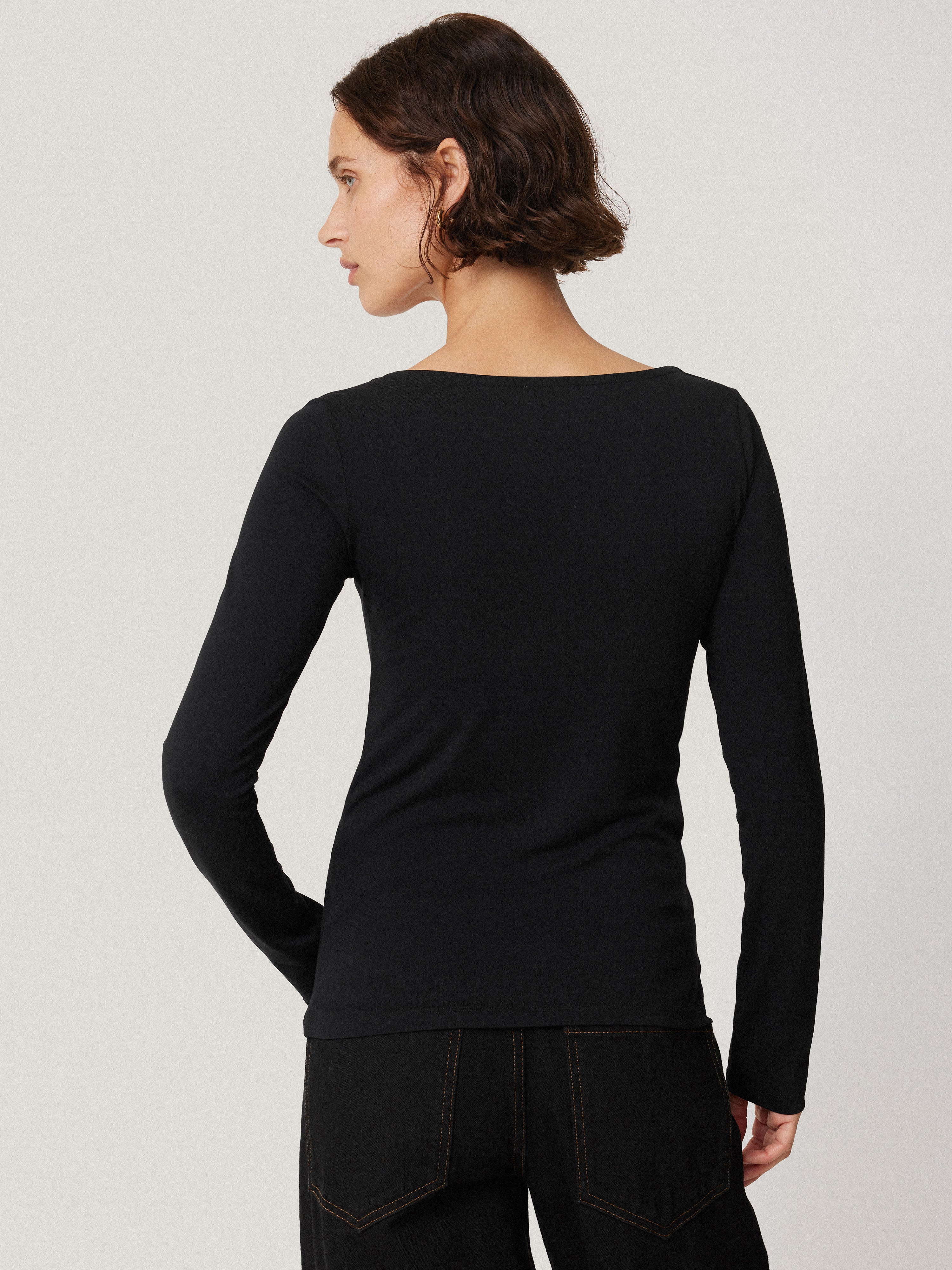 Double Front Ballet Neck Top | Black - Image 4