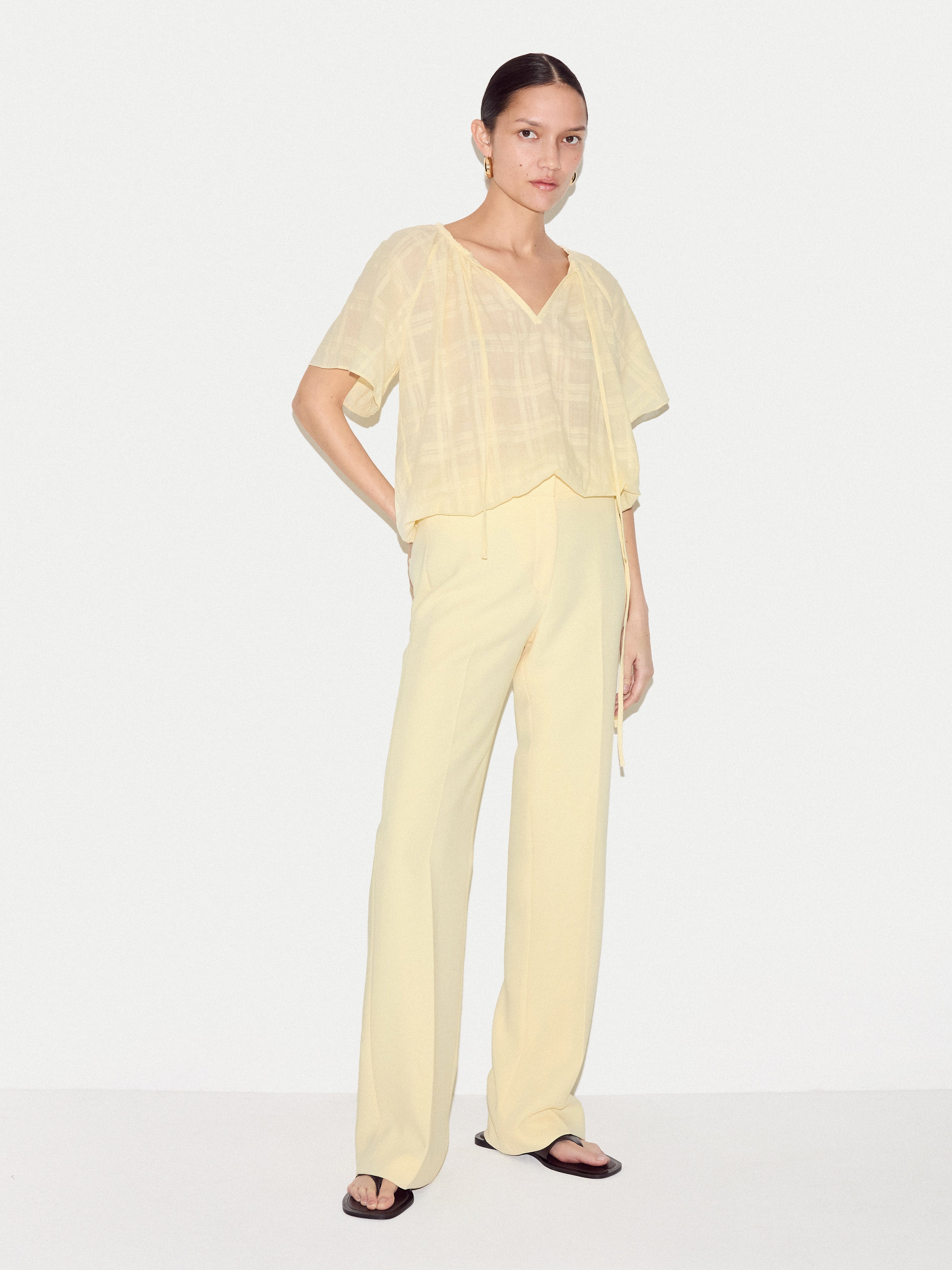 Drawstring Detailed Top | Yellow - Image 2