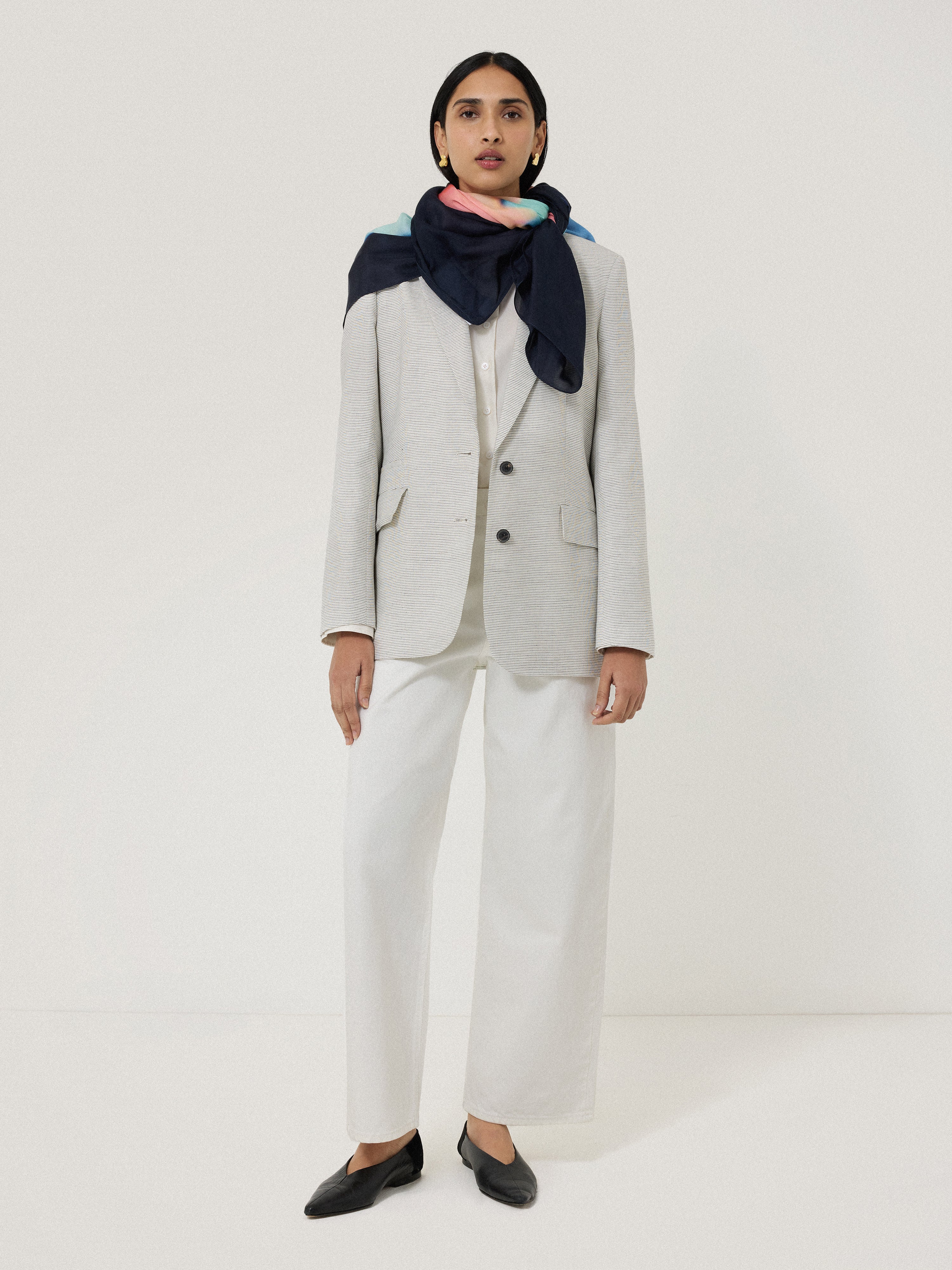 Dreamy Floral Silk Shawl | Navy - Image 4