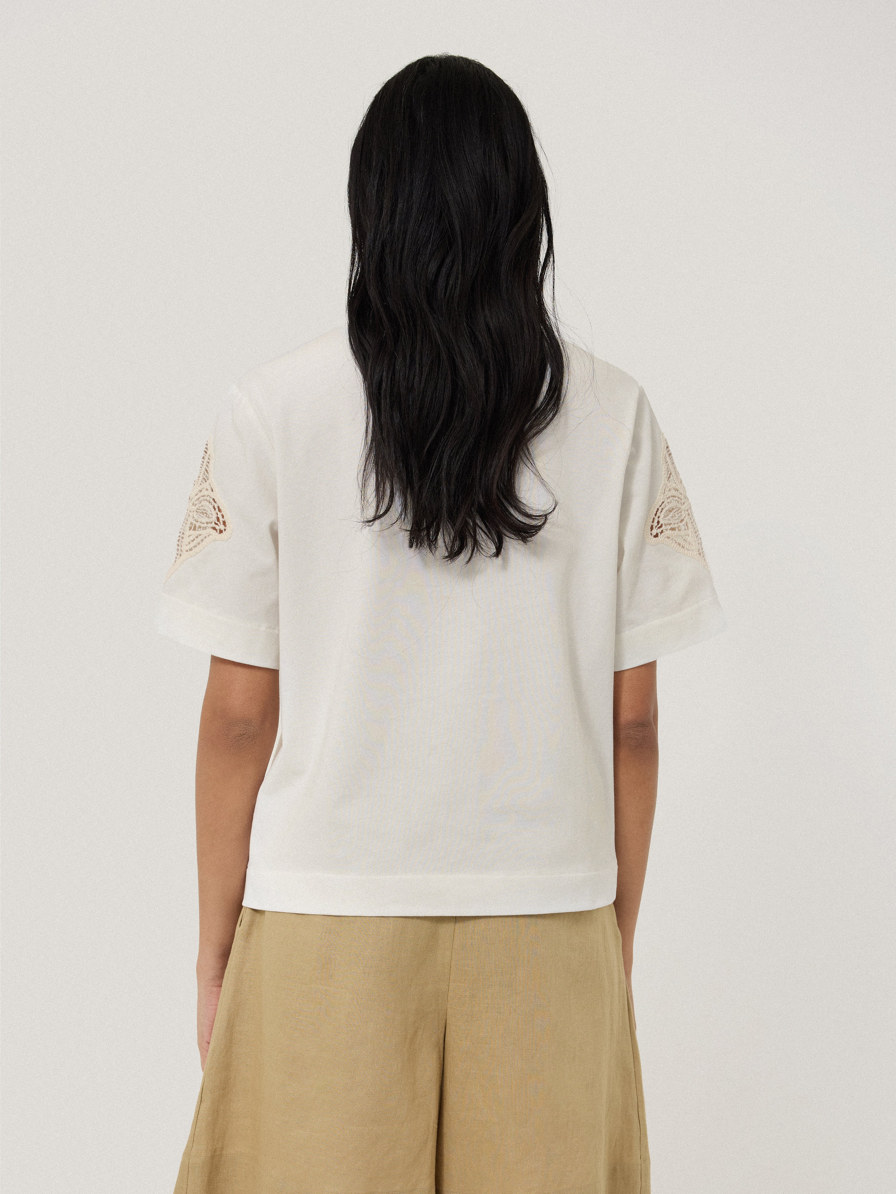 Embroidered Short Sleeve T-shirt | Cream - Image 5