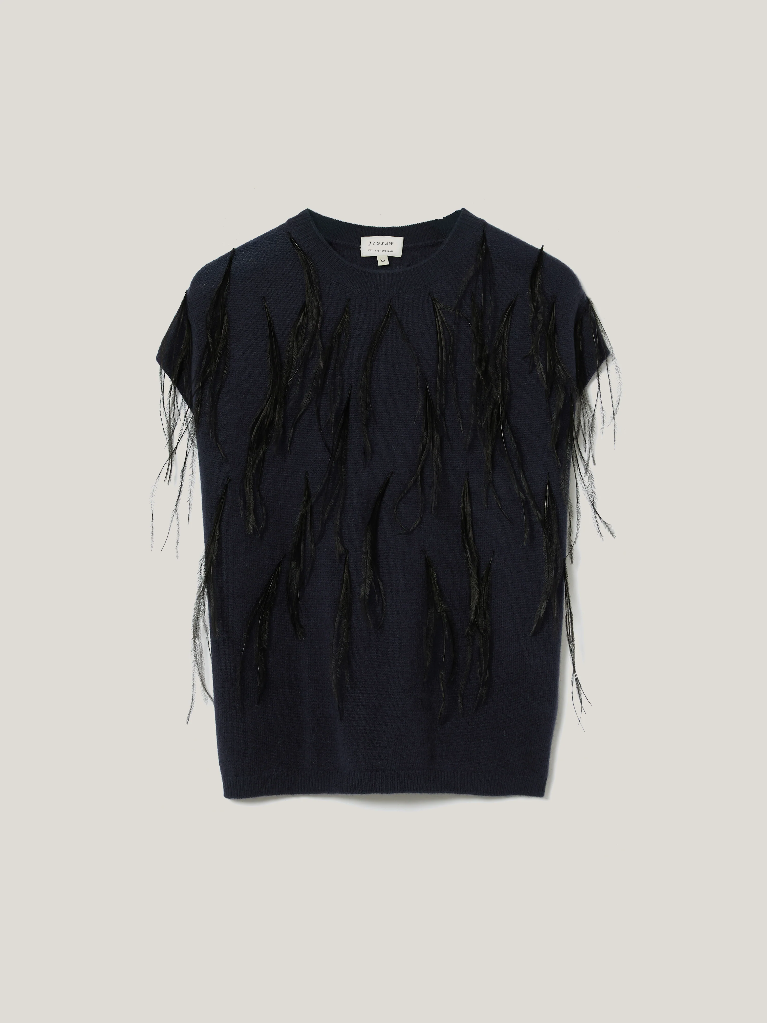 Feather Cap Sleeve Jumper | Navy - Image 7