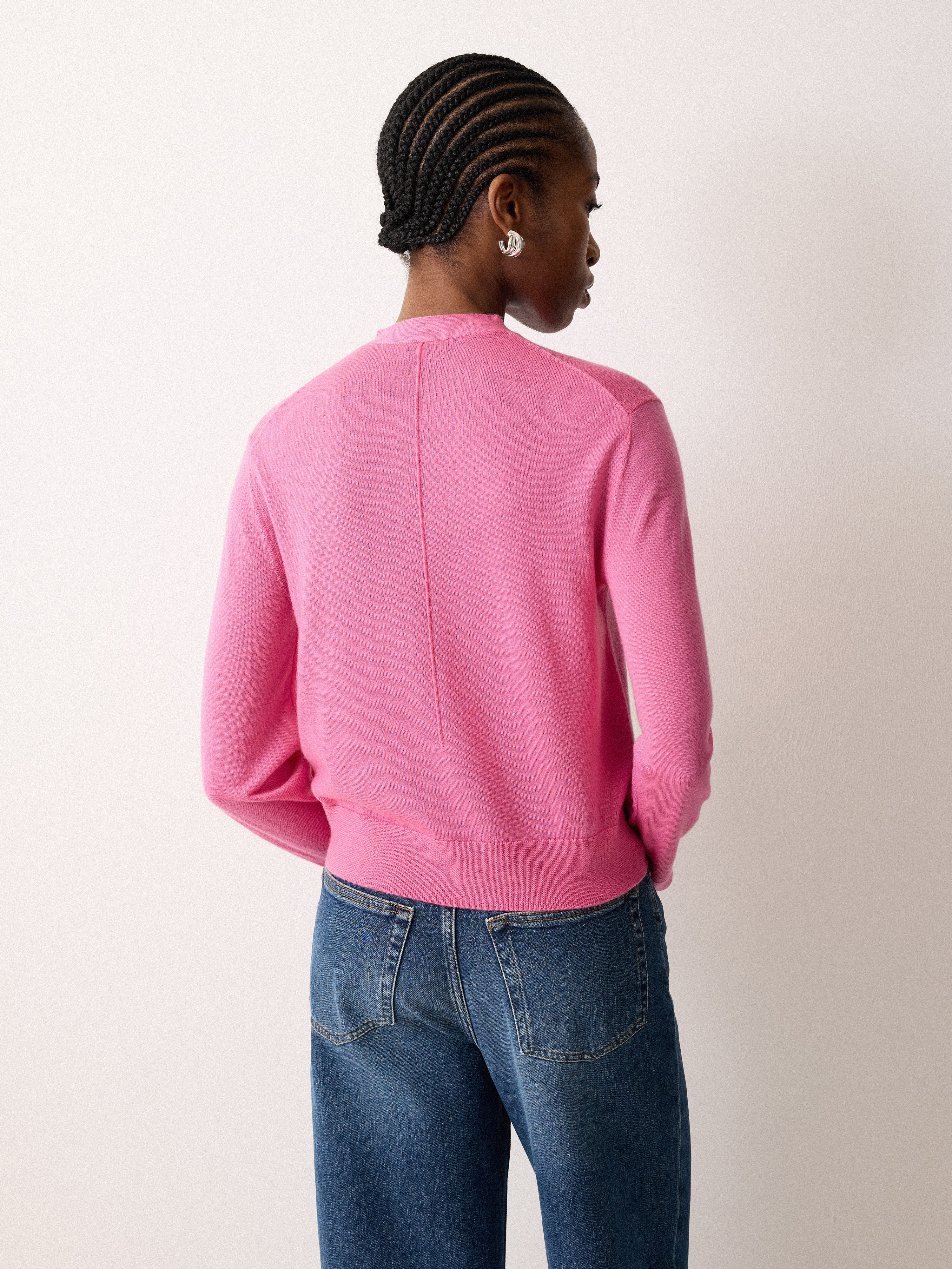 Fine Merino Cardigan Top | Pink - Image 4