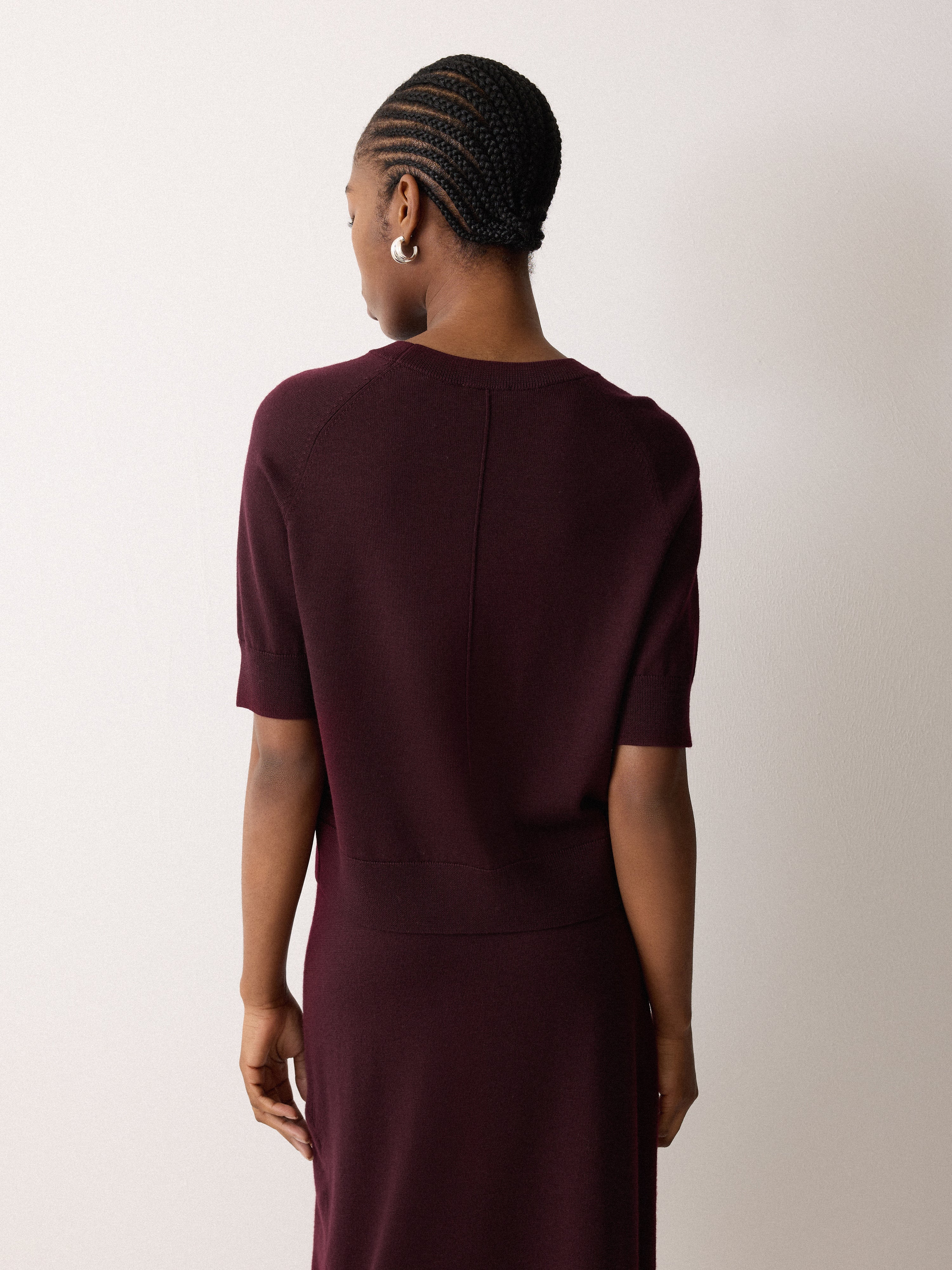 Fine Merino Raglan T-shirt | Burgundy - Image 4