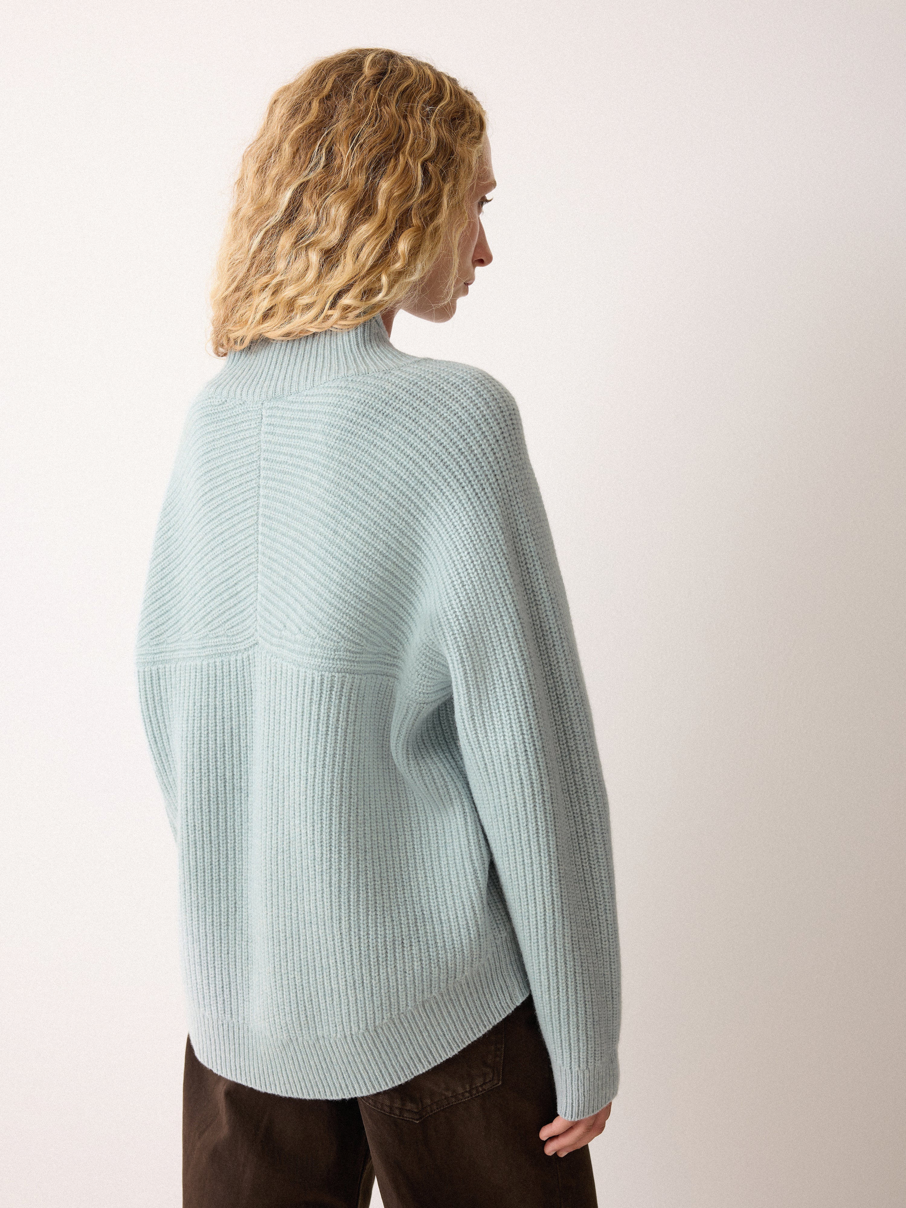 Fishermans Rib Cocoon Jumper | Blue - Image 5