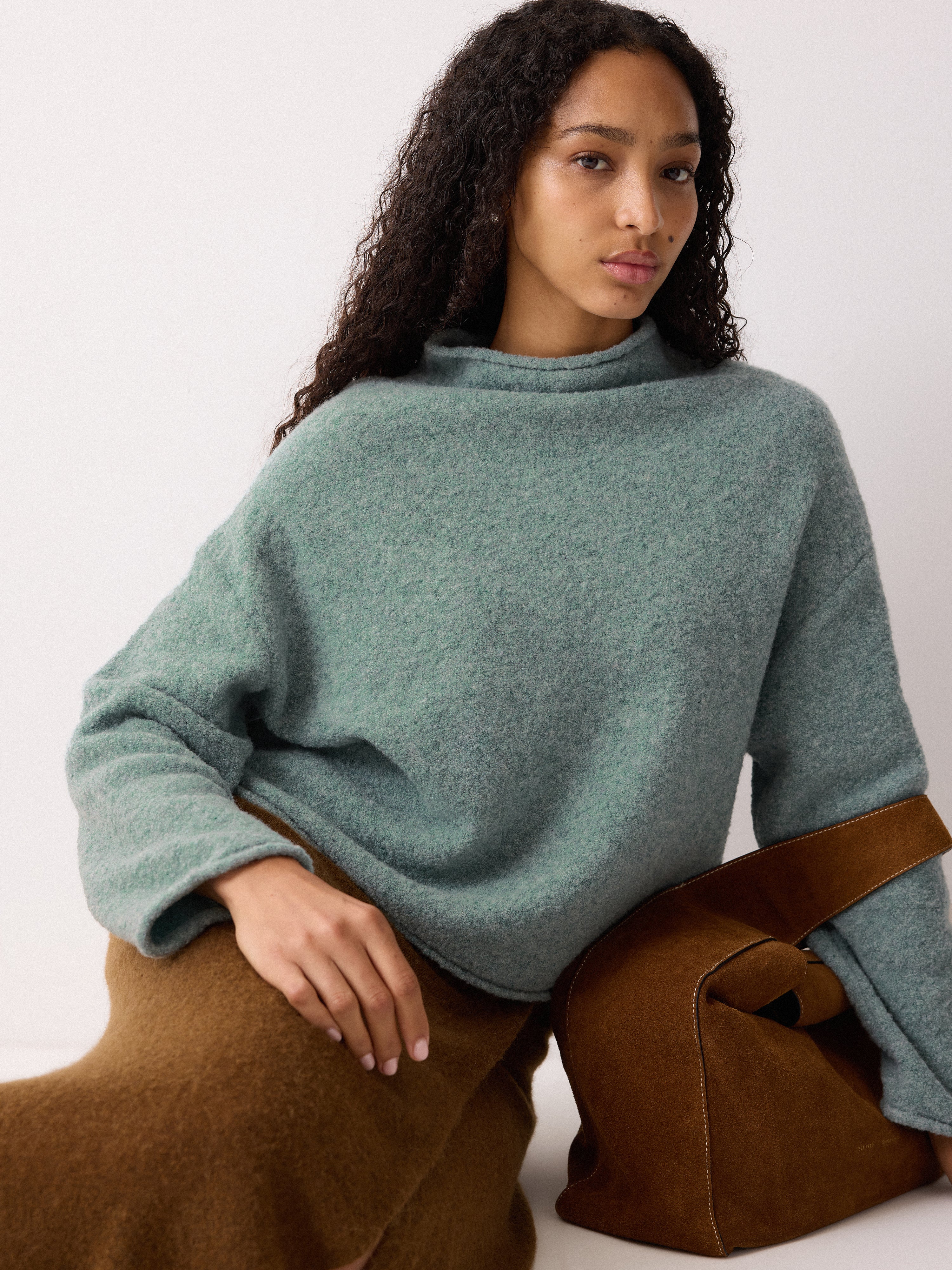 Fleecy Knit Crop Jumper | Blue - Image 5