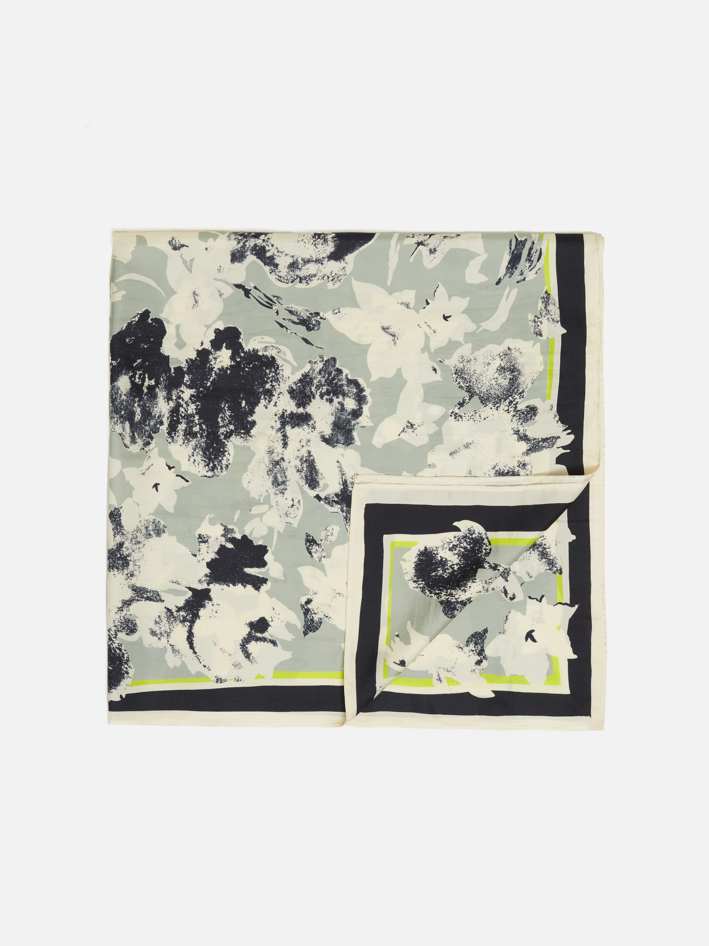 Floral Echo Silk Twill Scarf | Grey - Image 4