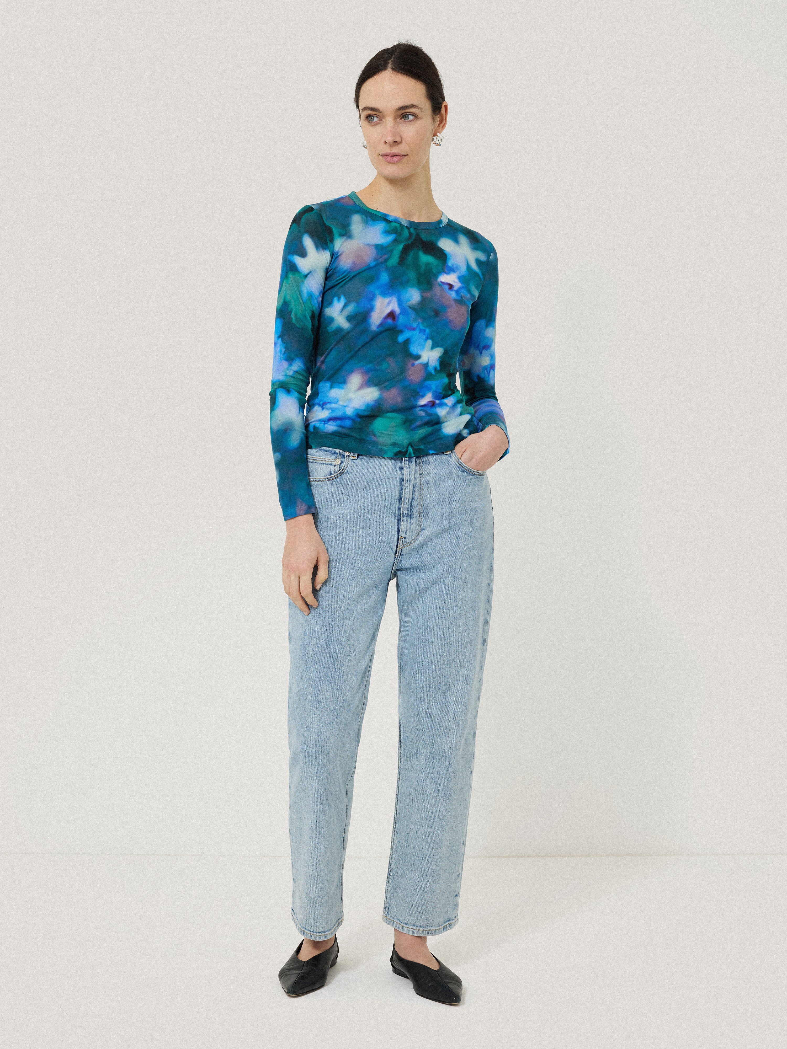 Floral Mist Long Sleeve Tee | Green - Image 3