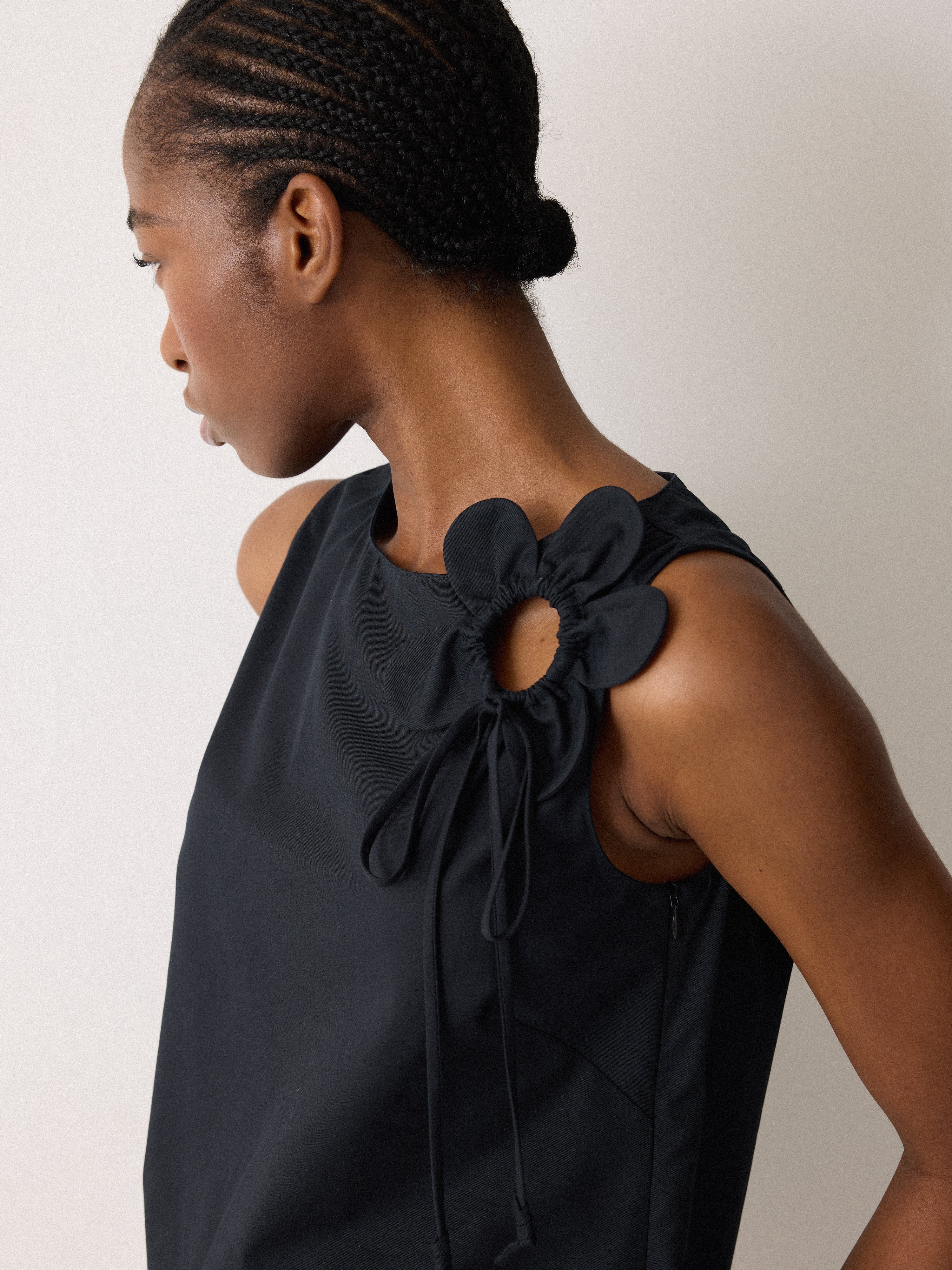 Flower Applique Cotton Top | Navy - Image 2
